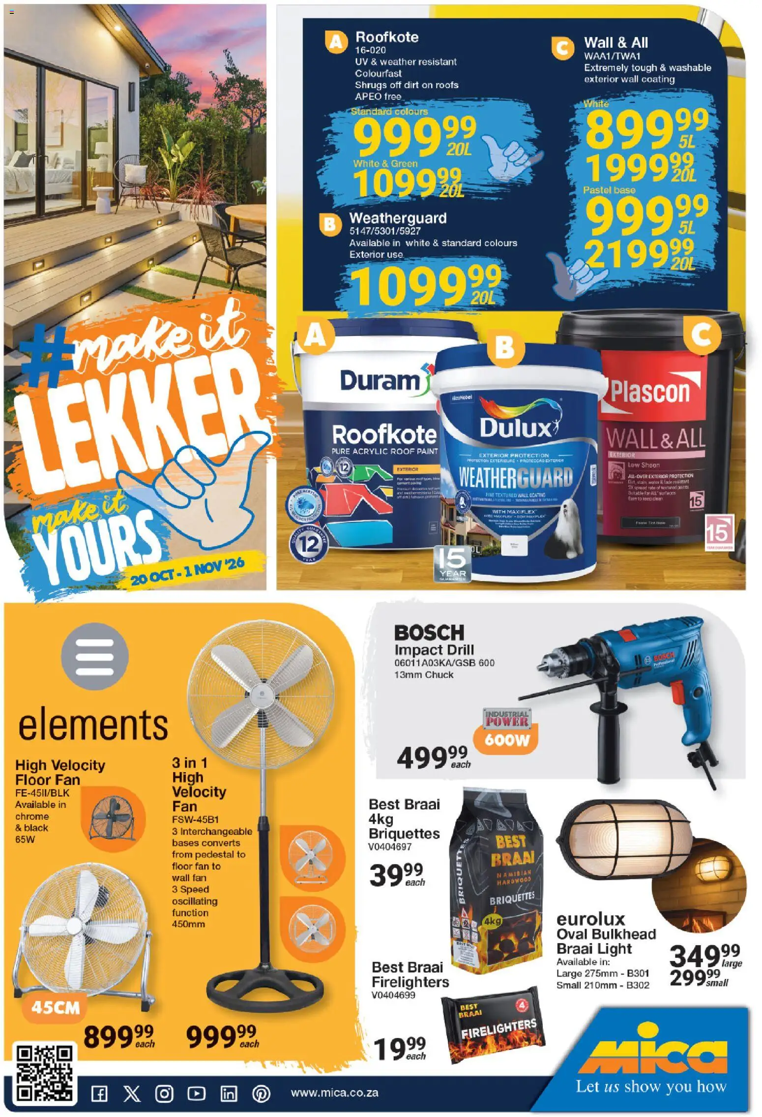 Preview of MICA flyer valid from 20/10/2026 - Fan, Paint, Pedestal, Light, Drill, Floor fan