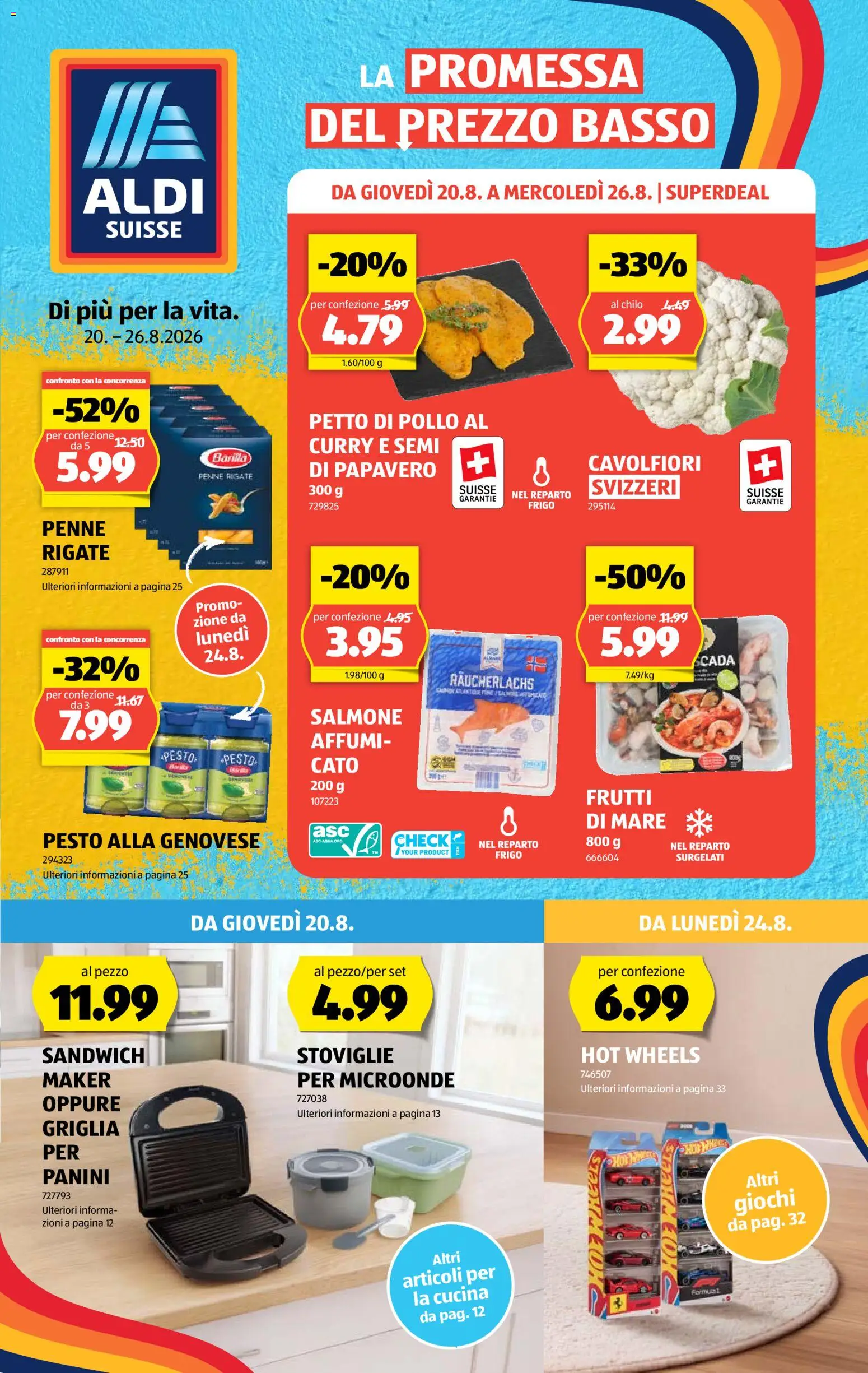 Vorschau des Merkblatts Aldi aktionen IT vom Shop Aldi gültig von 20.08.2026 bis 26.08.2026 - Grill, Barilla, Räucherlachs
