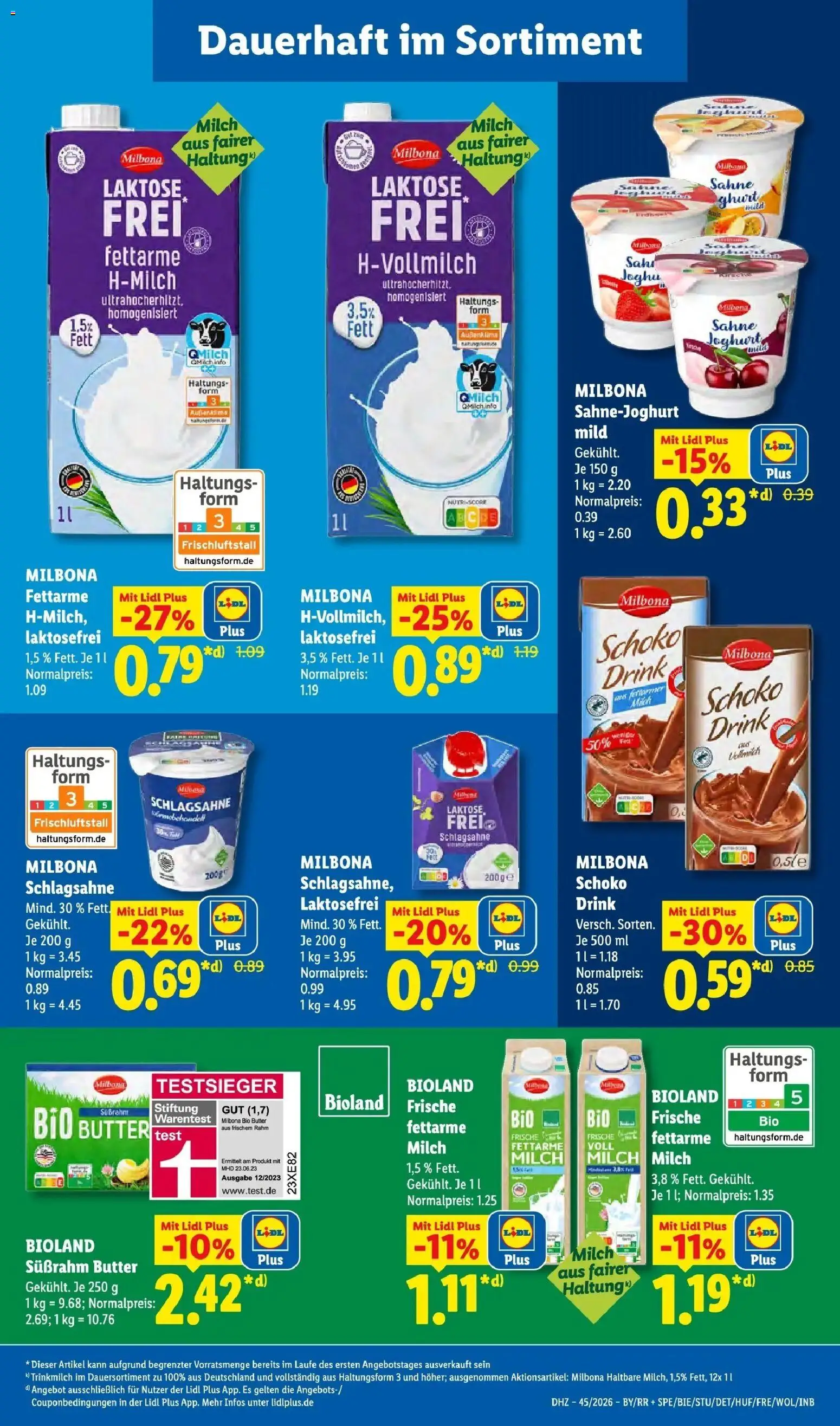 Vorschau von dem Prospekt des Geschäftes Lidl, gültig ab dem 02.11.2026 - Butter, Milch, Schlagsahne, Sahne