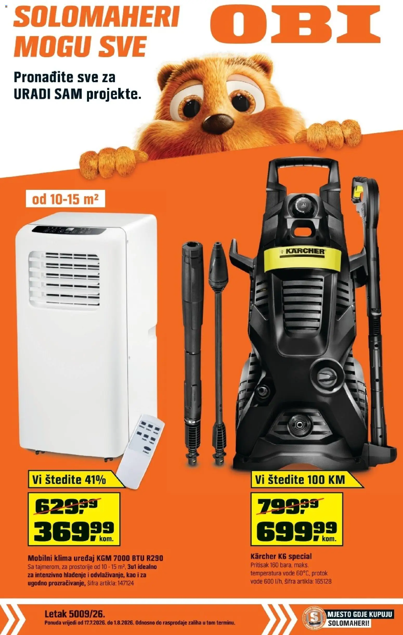 Pregled letka OBI katalog trgovine OBI vrijedi od 17.07.2026