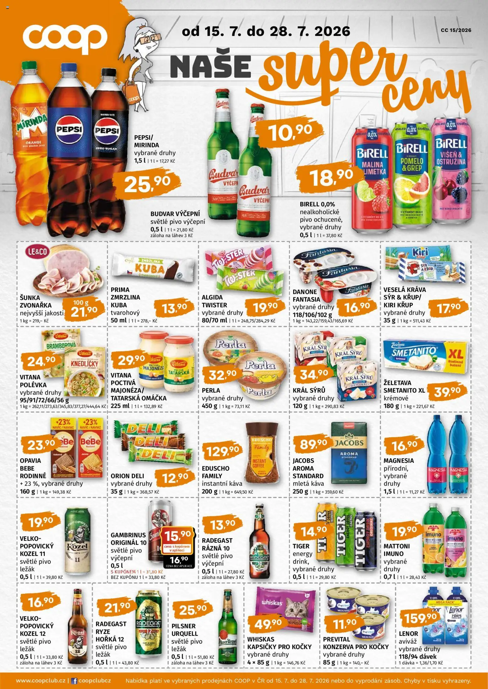 Náhled nabídky: Coop Coop leták - Super cena platný od 15.07.2026 - Zmrzlina, Sýr, Vitamíny, Gambrinus, Jacobs, Majonéza, Tatarská omáčka, Kapsičky