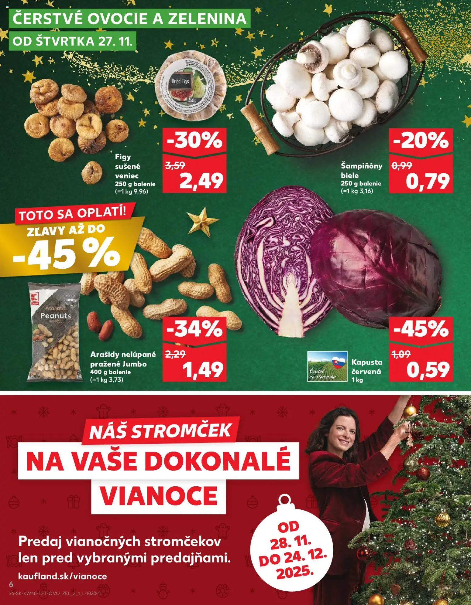Náhľad Kaufland letáku platného od 27.11.2025 - Ovocie, Kapusta, Arašidy, Kapusta červená