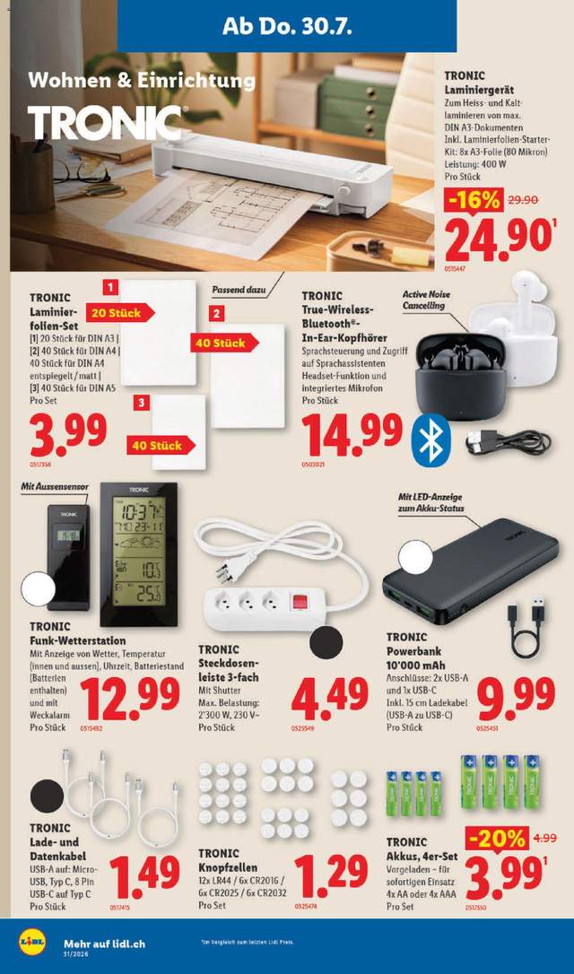 Neue Lidl Aktionen ab 30.07.