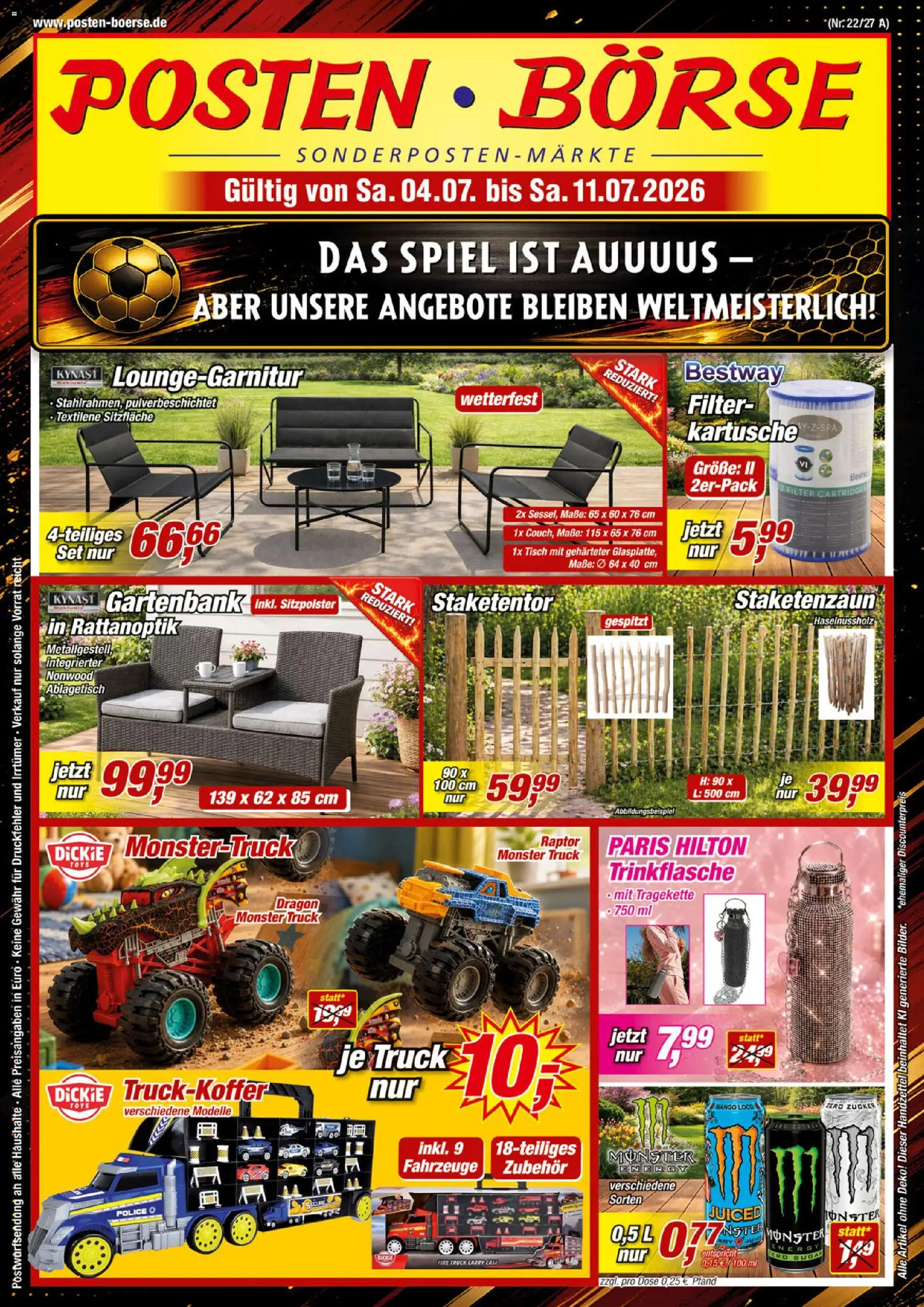 Vorschau von dem Prospekt des Geschäftes Posten Börse, gültig ab dem 04.07.2026 - Mango, Monster, Spiel, Tisch, Zucker, Energy
