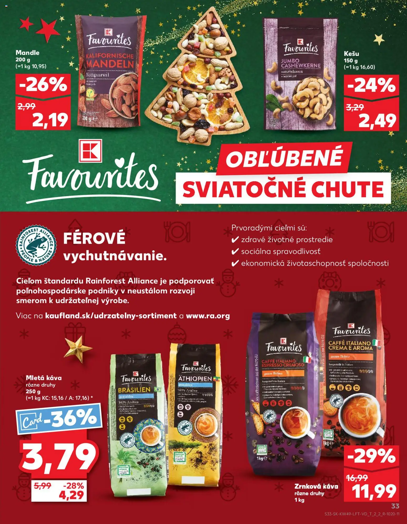 Náhľad Kaufland letáku platného od 04.12.2025 - Káva, Mandle, Zrnková káva, Kešu