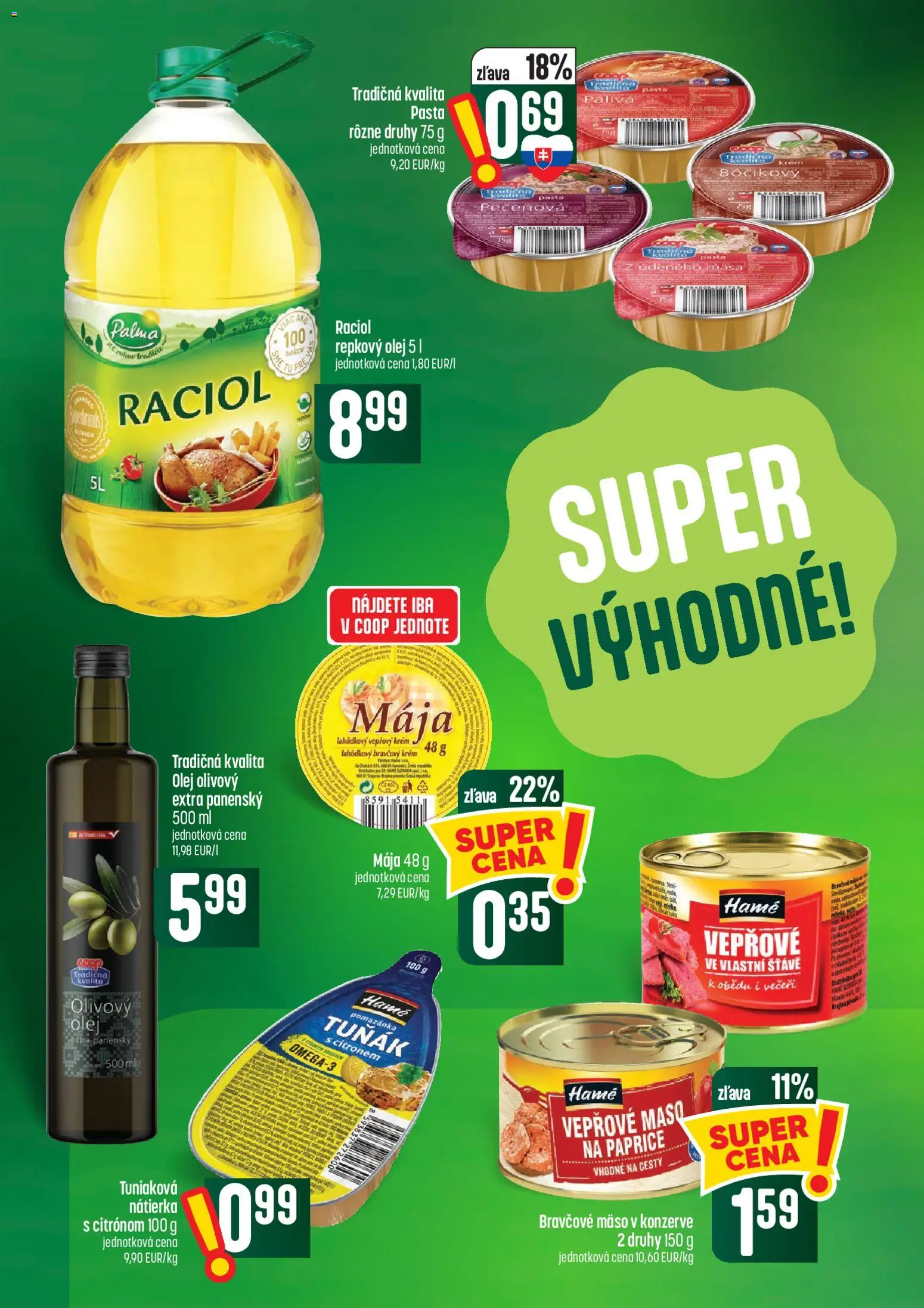Náhľad COOP Jednota letáku platného od 01.10.2026 - Mäso, Olej, Bravčové mäso, Nátierka, Repkový olej, Krém
