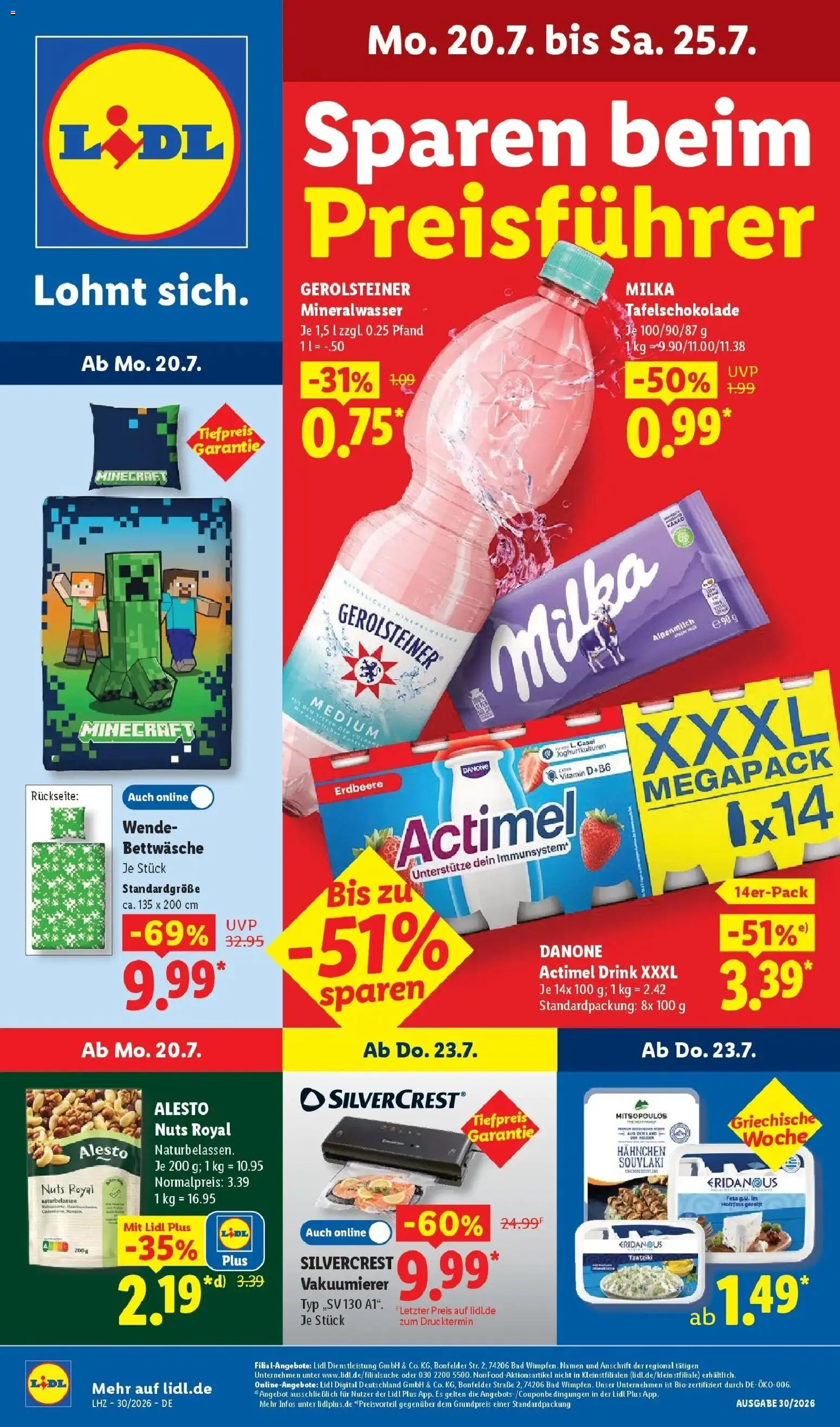 Vorschau von dem Prospekt des Geschäftes Lidl, gültig ab dem 20.07.2026