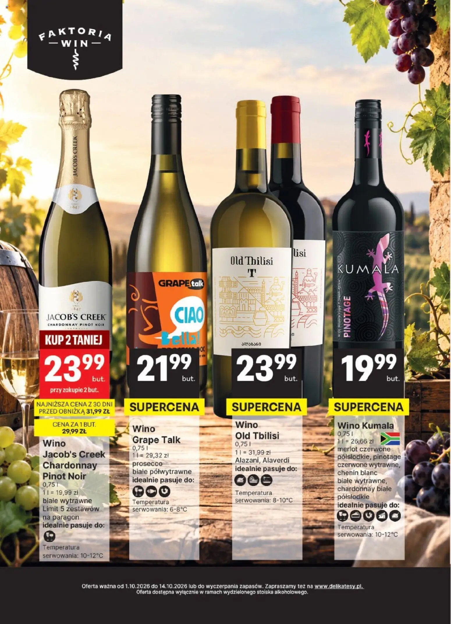 Pogląd gazetki "Delikatesy Centrum gazetka - DeliBarek" ze sklepu Delikatesy Centrum ważnej od 01.10.2026 - Prosecco, Wino, Chardonnay, Merlot
