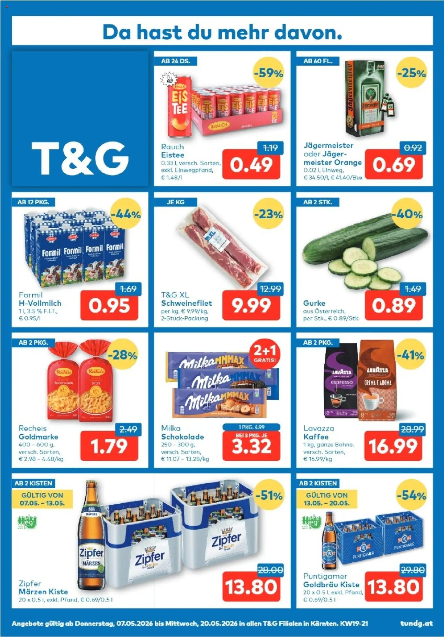 Vorschau der Angebote: T&G T&G Kärnten gültig ab 07.05.2026 - Kaffee, Schokolade, Gurke