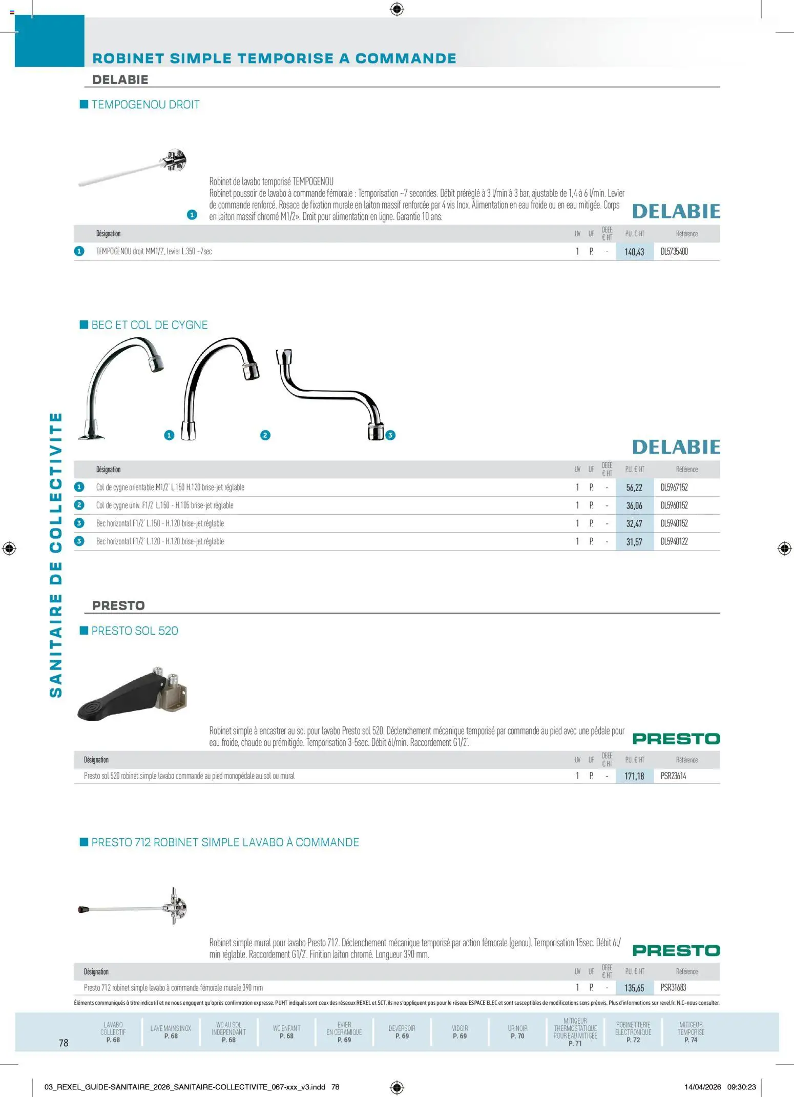 Prévisualisation de Rexel - Brochure Sanitaire du magasin Rexel formulaire valide 20/04/2026 - Alimentation, Robinet, Lavabo