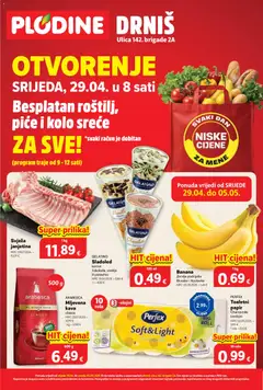 Pregled letka Plodine Otvorenje Drniš trgovine Plodine vrijedi od 29.04.2026