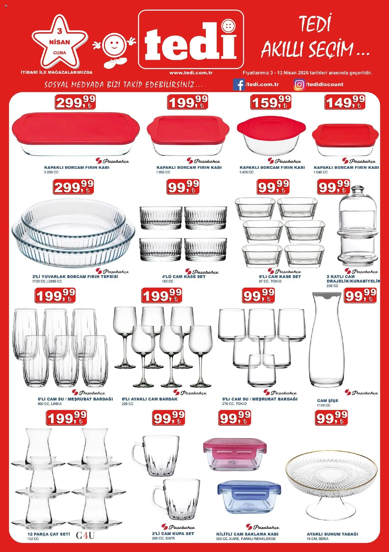 Tedi Tedi Katalog 03.04.2026 - Broşürünün önizlemesi - Fırın, Su, Çay, Kaşe, Bardak