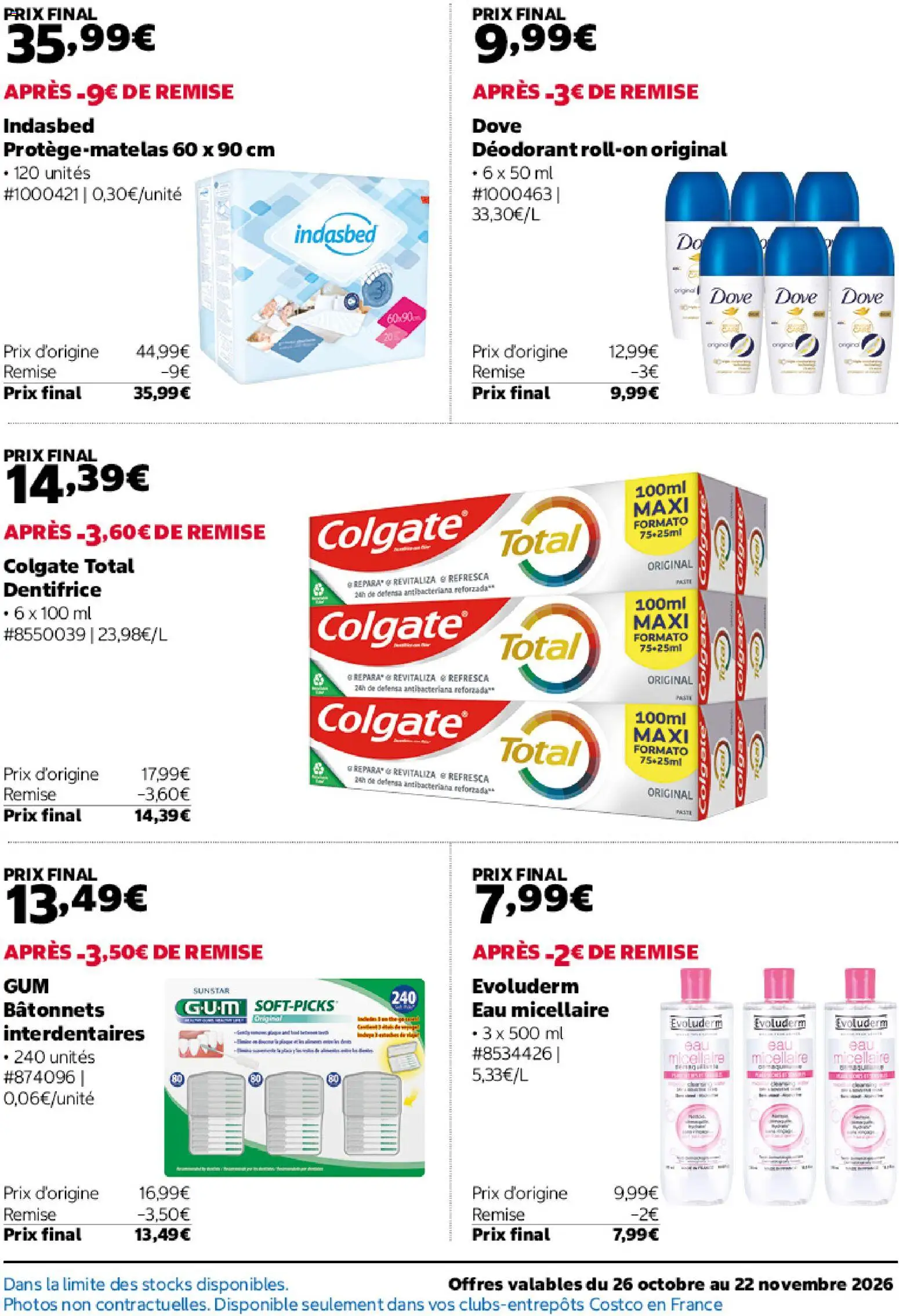 Prévisualisation de Costco catalogue du magasin Costco formulaire valide 26/10/2026 - Dentifrice, Eau micellaire, Déodorant