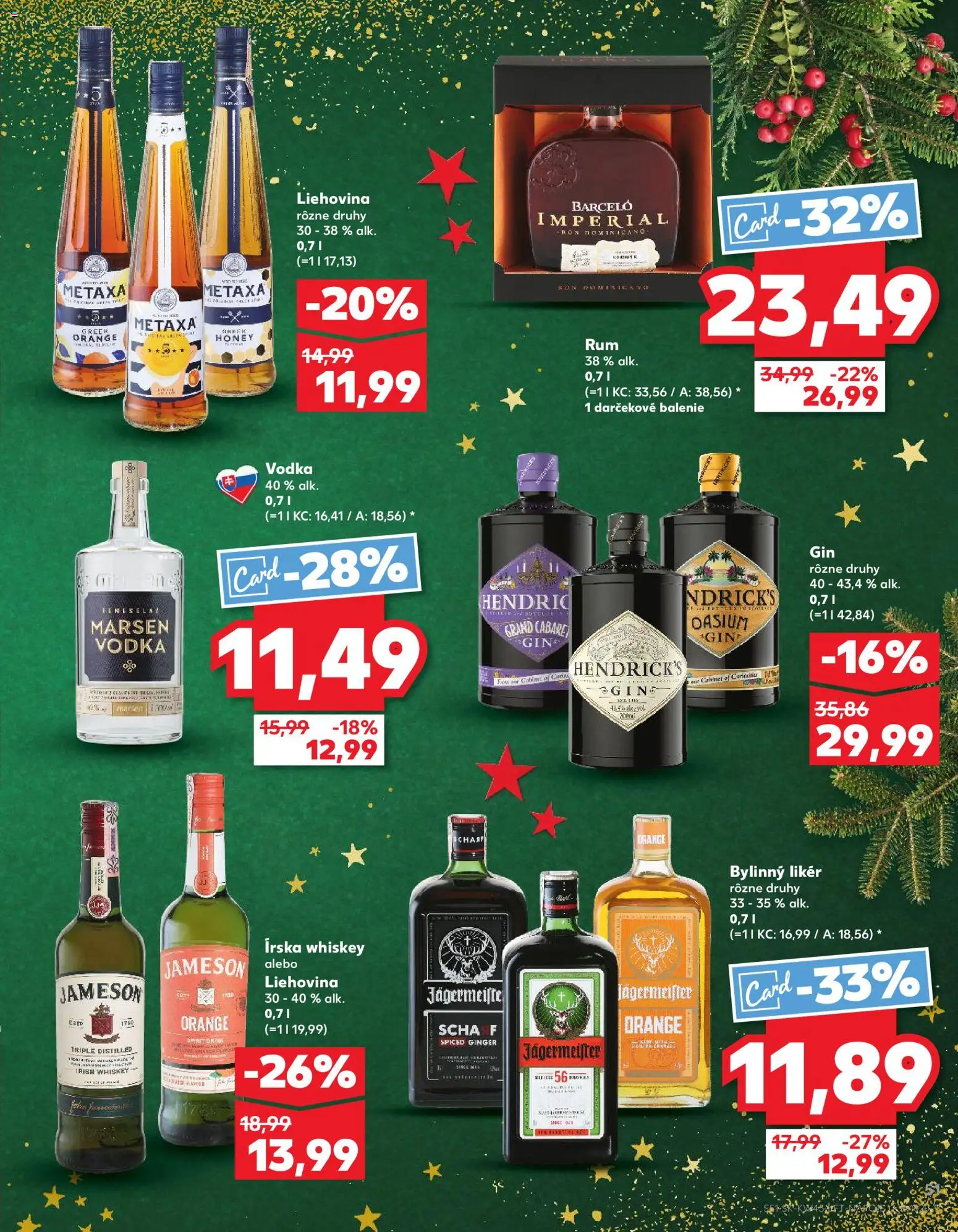 Náhľad Kaufland letáku platného od 06.11.2025 - Rum, Vodka, Gin, Jägermeister, Jameson, Metaxa