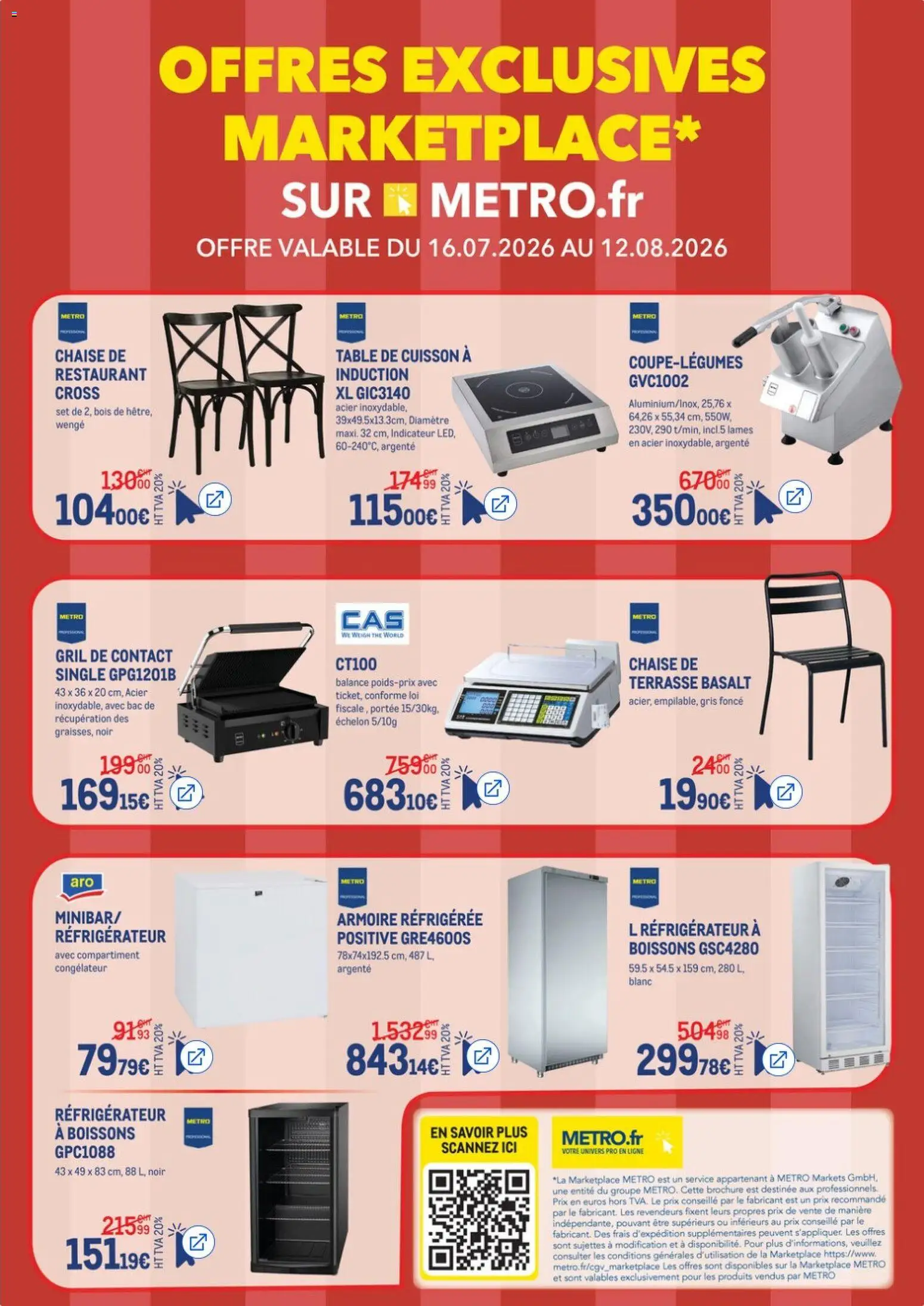 Prévisualisation de METRO Offres exclusives Marketplace du magasin METRO formulaire valide 16/07/2026 - Réfrigérateur, Chaise, Congélateur, Table, Thé, Boissons, Gril, Gril de contact