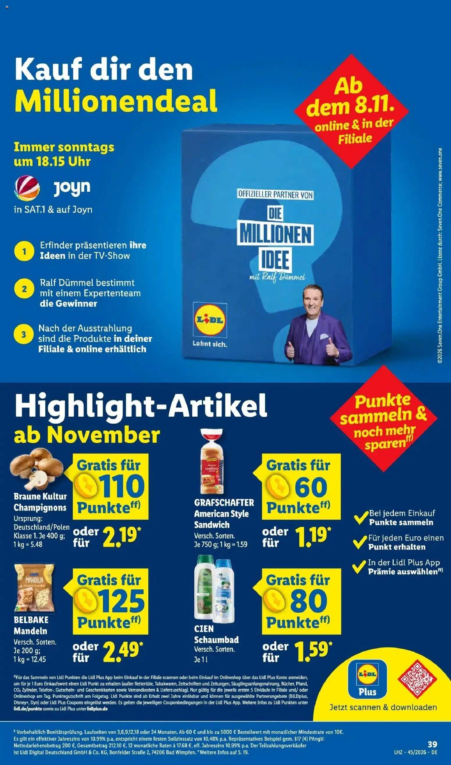Vorschau von dem Prospekt des Geschäftes Lidl, gültig ab dem 02.11.2026 - Uhr, Bad, Champignons, Mandeln