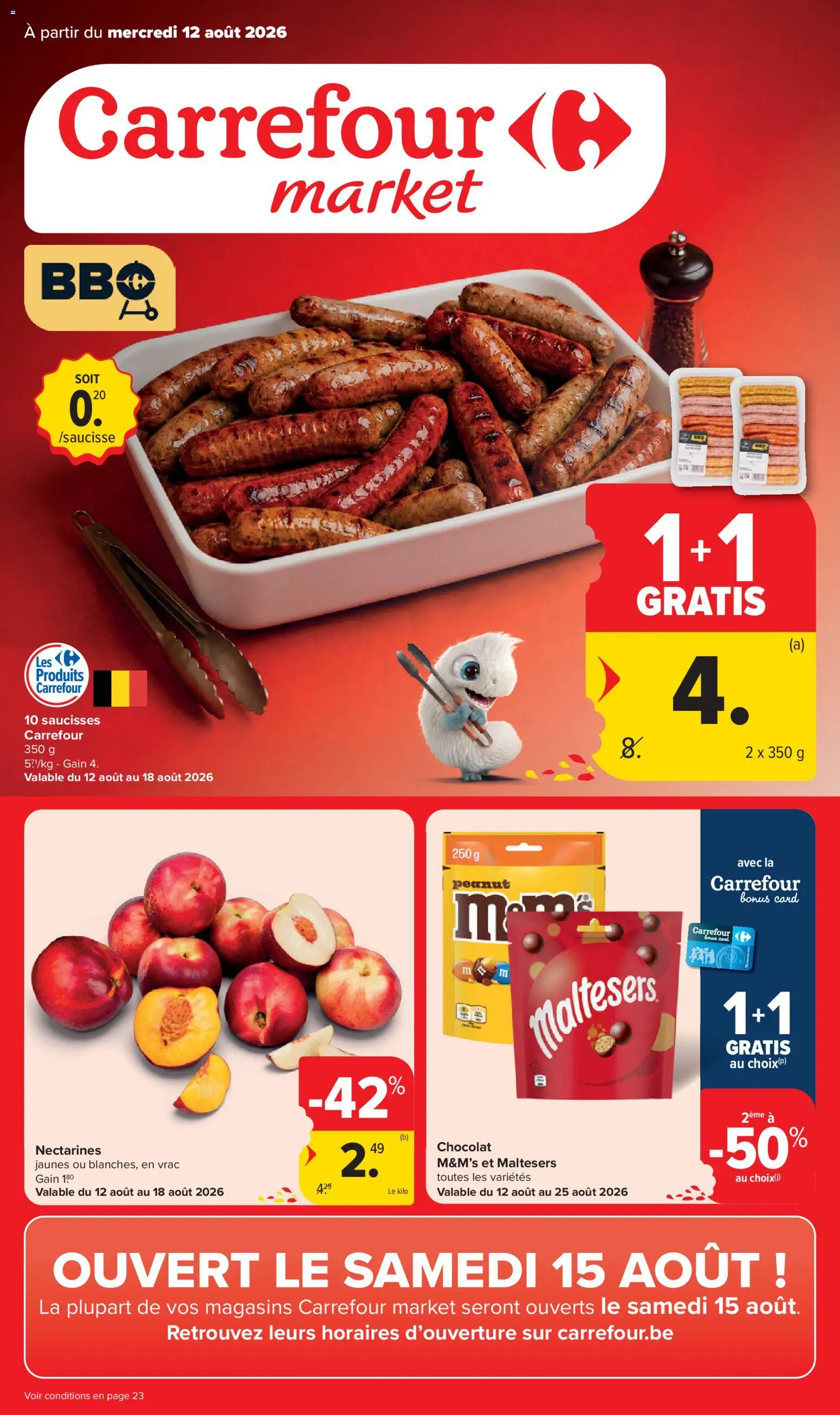 Voorbeeld van Carrefour market folder semaine 33 van winkel Carrefour market geldig vanaf 12/08/2026 - La, Nectarines