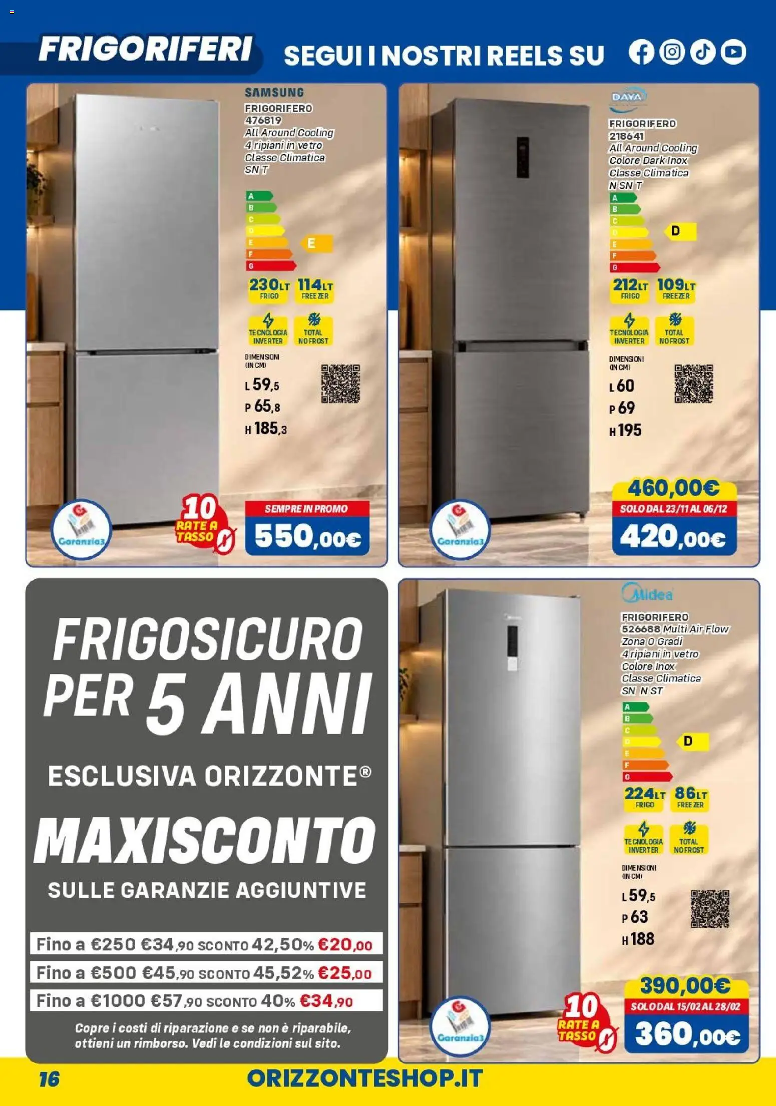 Anteprima dell'opuscolo Orizzonte volantino Elettro dal negozio Orizzonte valido da 01/11/2026 - Samsung, Frigorifero, Freezer, Tè