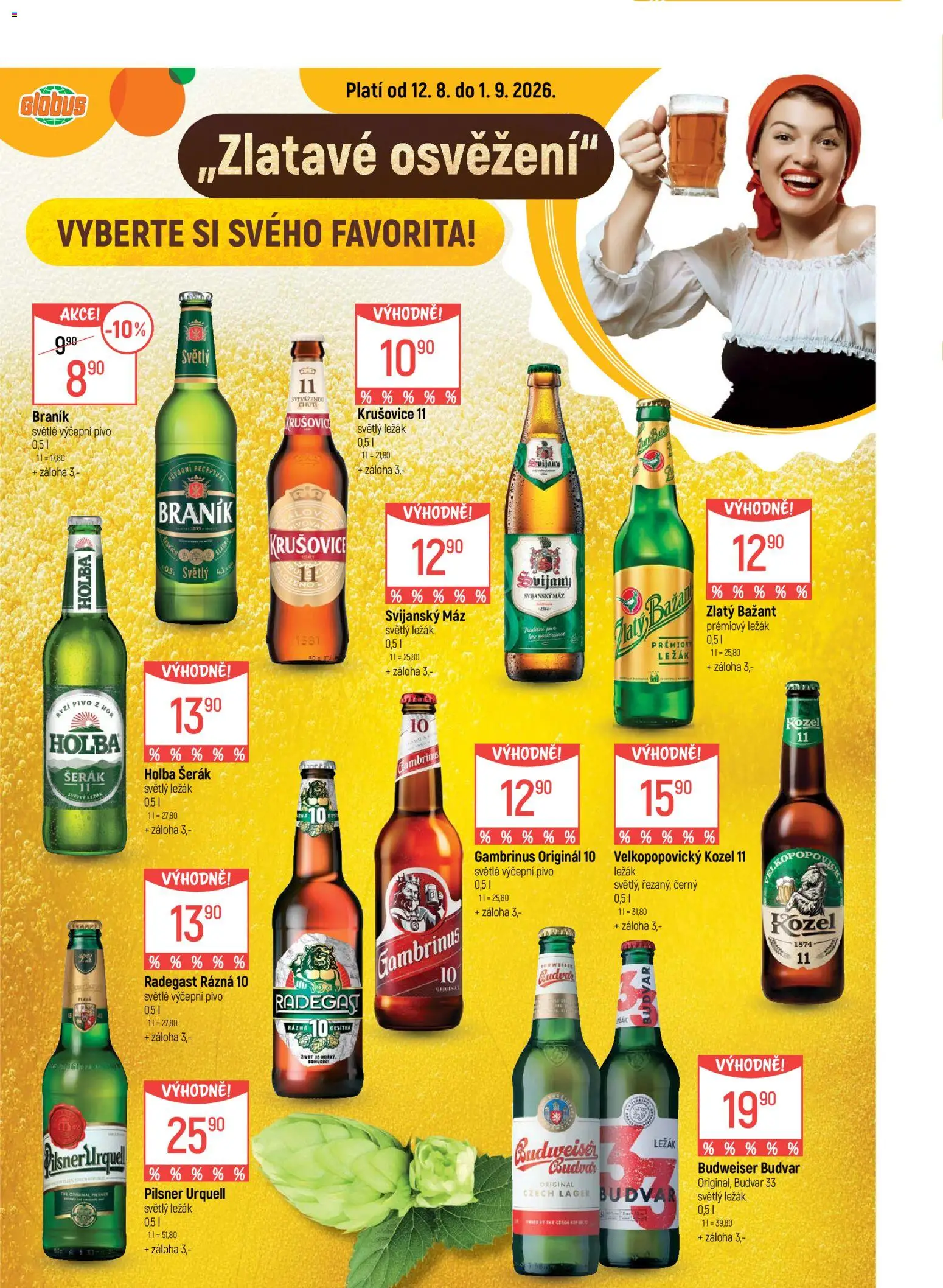 Náhled nabídky: Globus Globus leták - Pivo platný od 12.08.2026