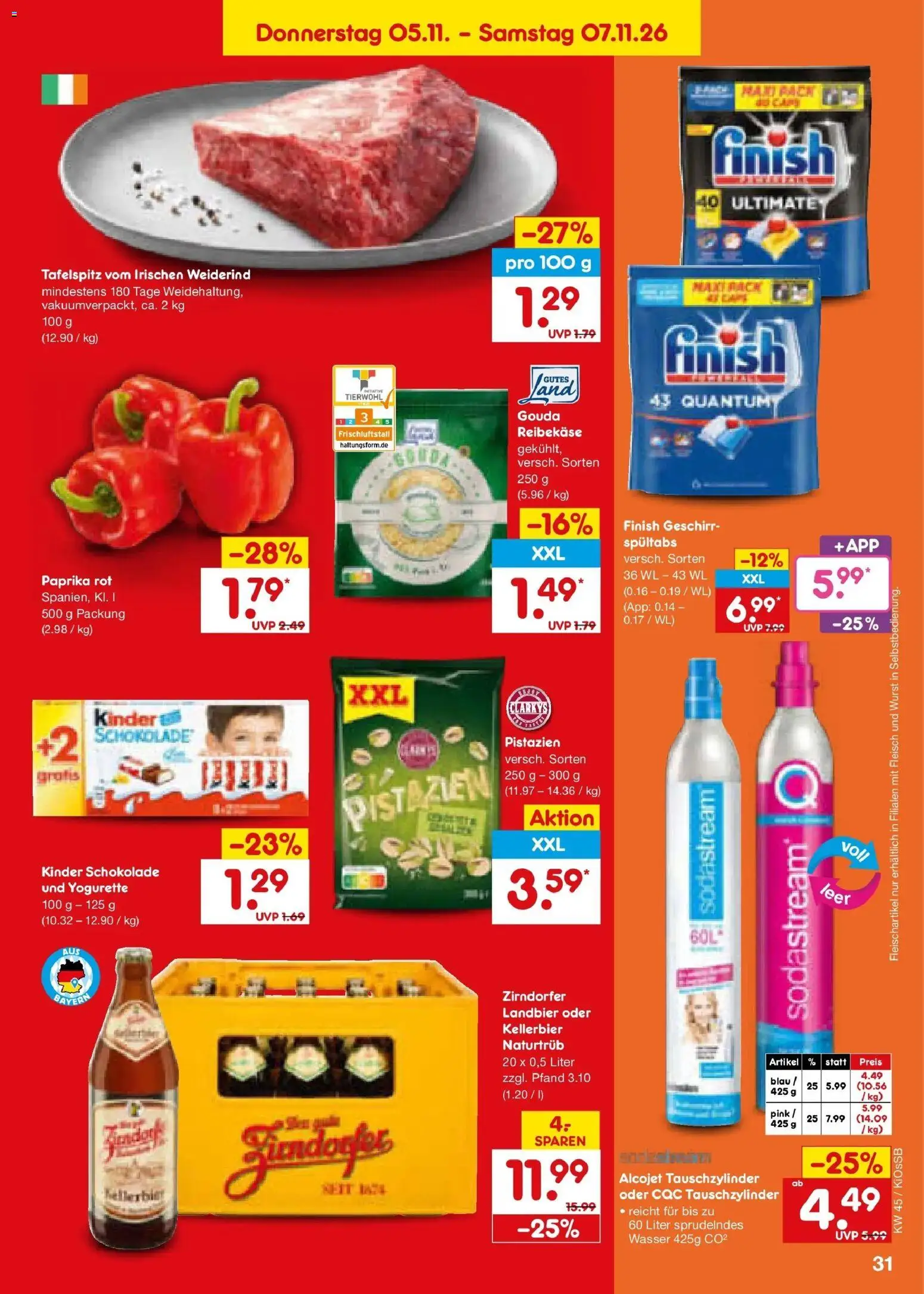 Vorschau von dem Prospekt des Geschäftes Netto Marken-Discount, gültig ab dem 02.11.2026 - Schokolade, Wurst, Tafelspitz, Pistazien, Fleisch, Gouda, Finish, Kinder schokolade