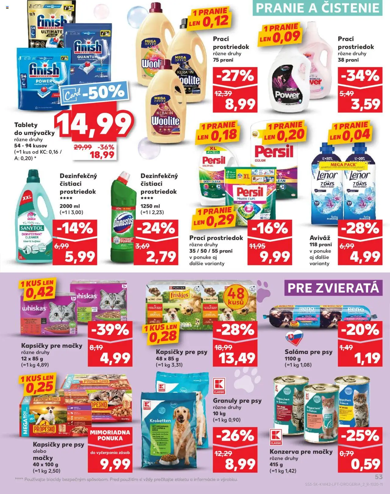 Náhľad Kaufland letáku platného od 16.10.2025 - Sanytol, Persil, Kapsičky pre mačky, Lenor, Aviváž, Whiskas, Saláma, Čistiaci prostriedok