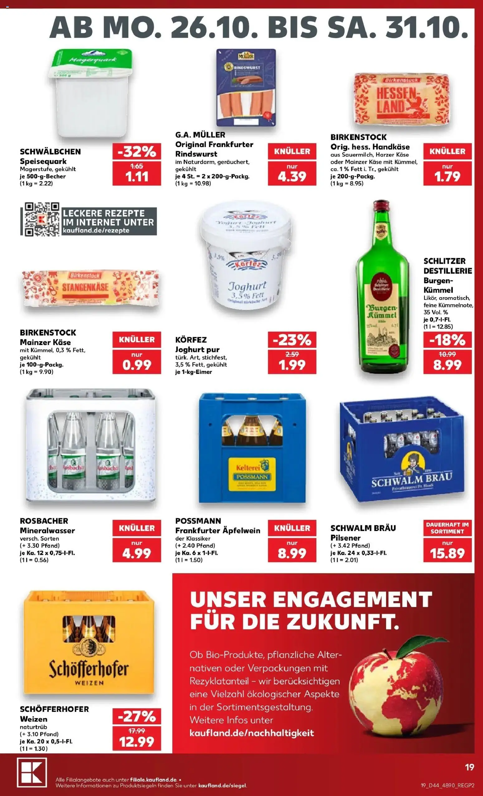 Vorschau von dem Prospekt des Geschäftes Kaufland, gültig ab dem 26.10.2026 - Käse, Joghurt, Mineralwasser, Speisequark
