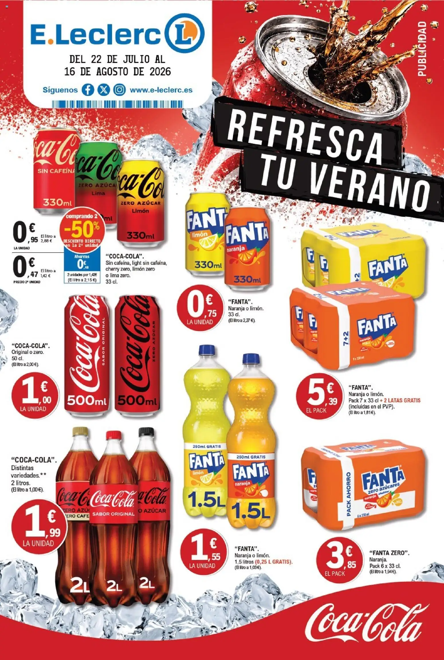 Vista previa del folleto de la tienda E.Leclerc válido desde el 22/07/2026 - Café, Lima, Azúcar, Limón, Fanta