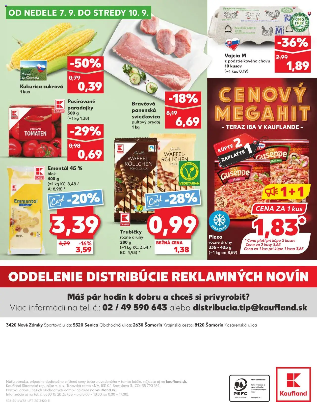 Náhľad Kaufland letáku platného od 04.09.2025 - Pizza, Paradajky, Kukurica, Vajcia