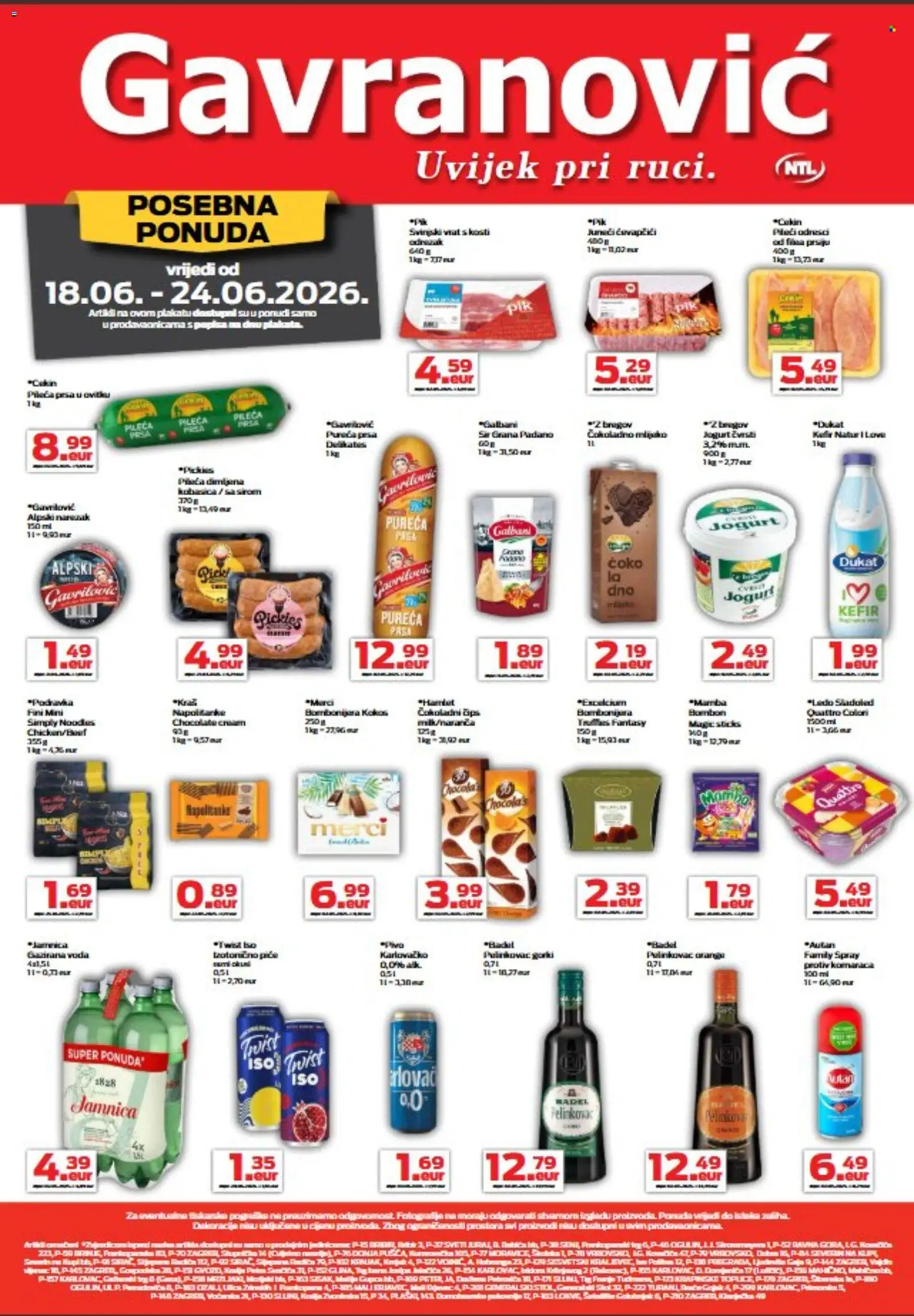 Pregled letka Gavranović Katalog trgovine Gavranović vrijedi od 18.06.2026