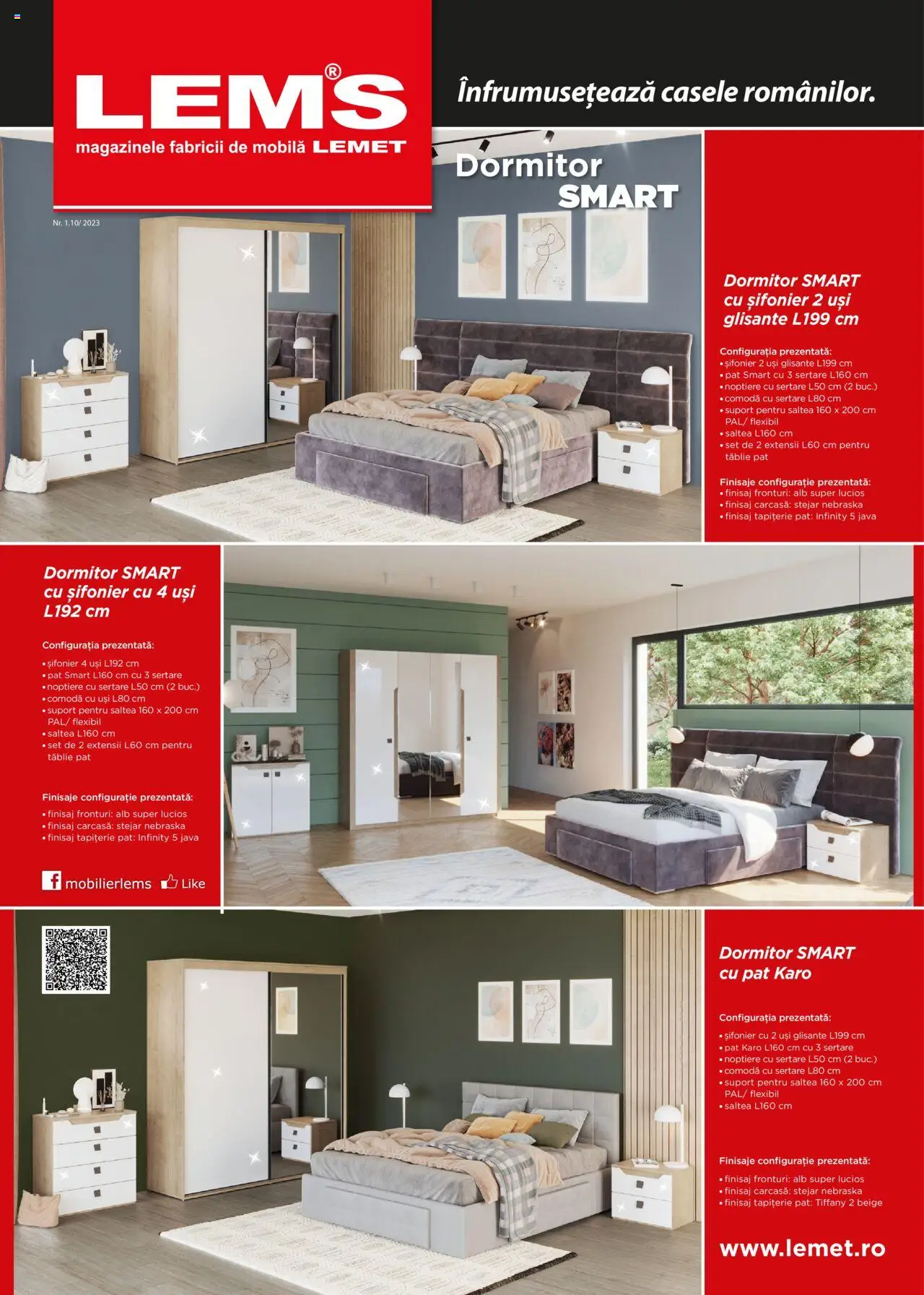 Previzualizarea de cataloage: Lem’s Catalog - Dormitor Smart valabil de la 17.11.2023 - Pat, Saltea, Comodă, Șifonier, Carcasă