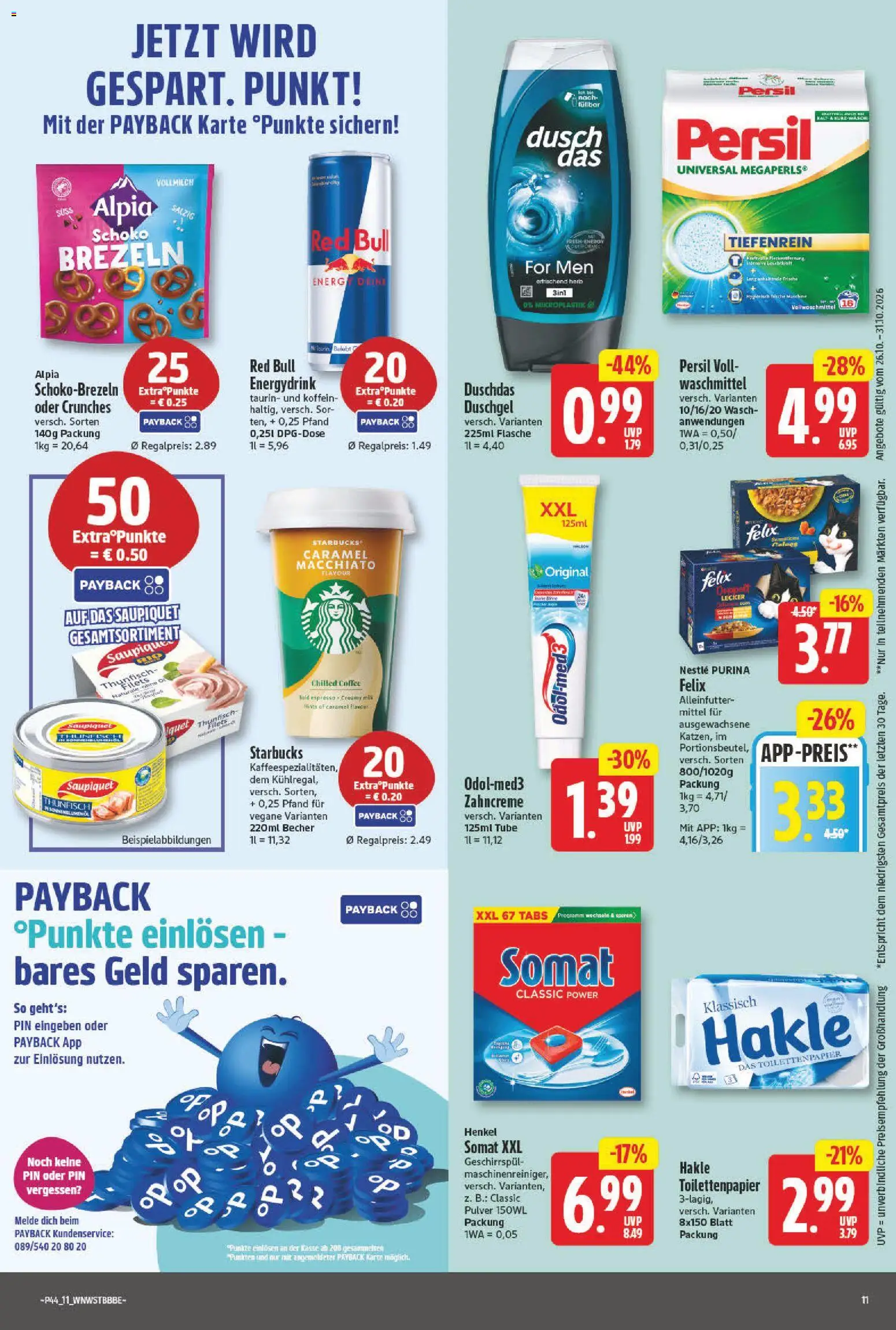 Vorschau von dem Prospekt des Geschäftes NP Discount, gültig ab dem 26.10.2026 - Red bull, Öl, Thunfisch, Toilettenpapier, Waschmittel, Persil, Duschgel, Duschdas