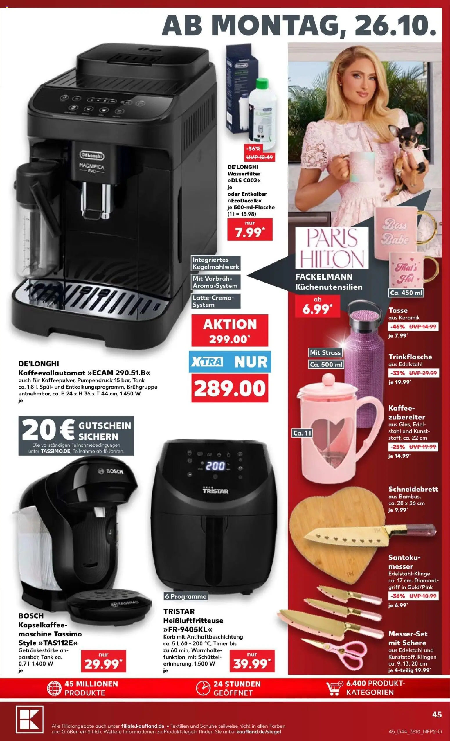Vorschau von dem Prospekt des Geschäftes Kaufland, gültig ab dem 25.10.2026 - Kaffee, Heißluftfritteuse, Kaffeevollautomat, Bosch, Tassimo, Korb