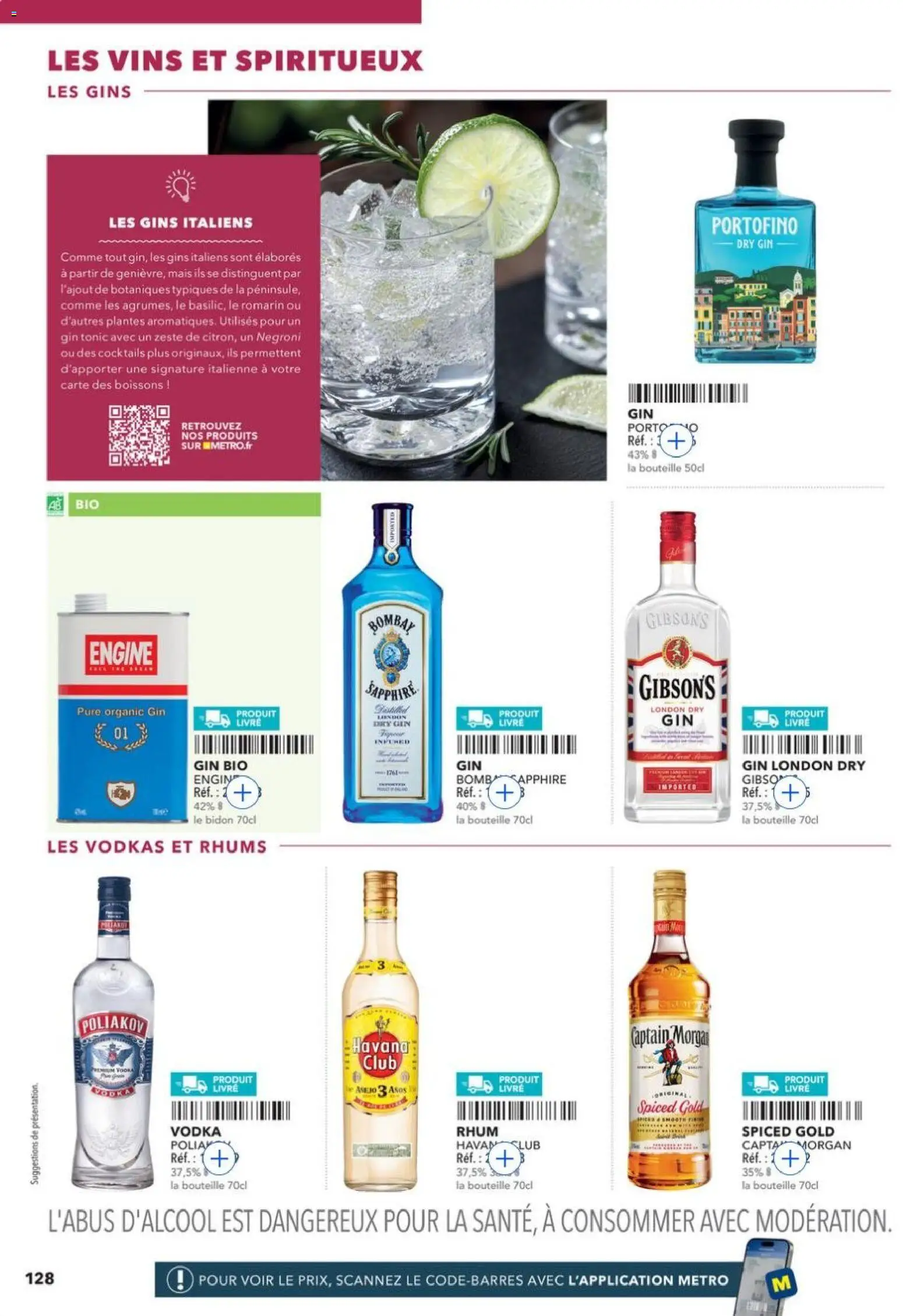 Prévisualisation de METRO - Guide Italie du magasin METRO formulaire valide 28/05/2026 - Cocktails, Plantes, Mais, Rhum, Gin, Bouteille, Havana, Bombay Sapphire