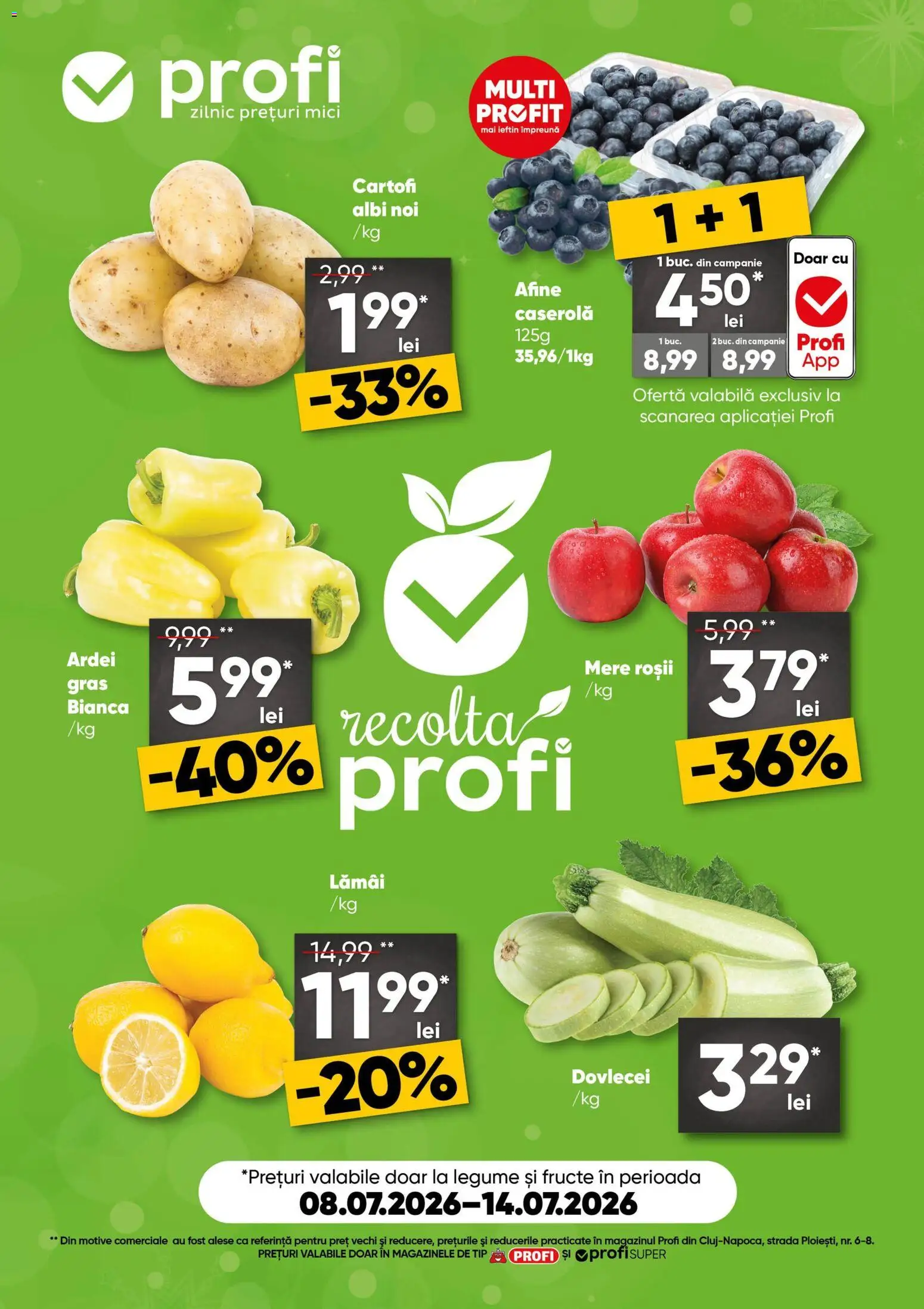 Previzualizarea de cataloage: Profi Profi Catalog Fresh valabil de la 08.07.2026 - Mici, Afine, Zucchini, Legume, Fructe, Roșii, Tip, Lamai