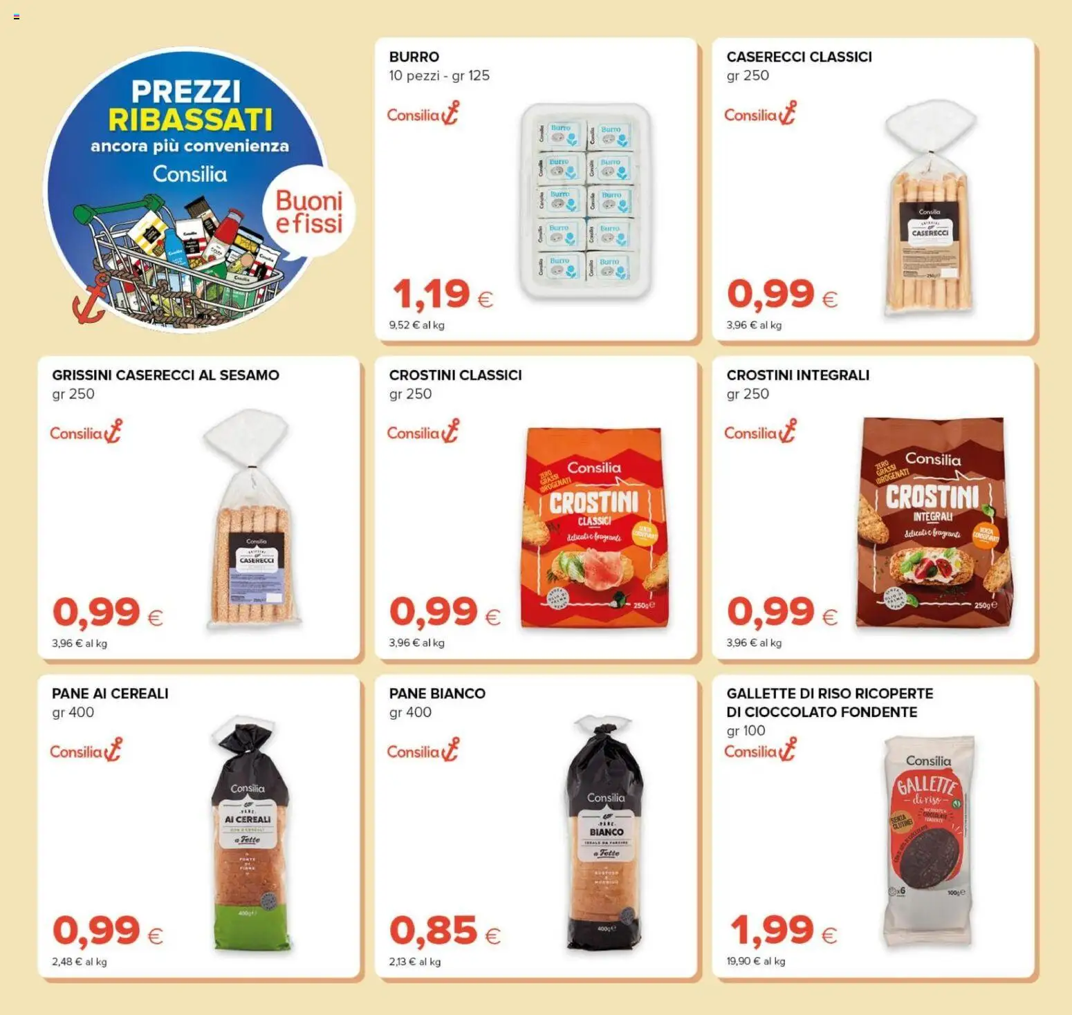 Anteprima dell'opuscolo Tigre volantino Prezzi Ribassati dal negozio Tigre valido da 21/10/2026 - Pane, Sesamo, Riso, Cereali, Burro, Crostini, Grissini, Gallette