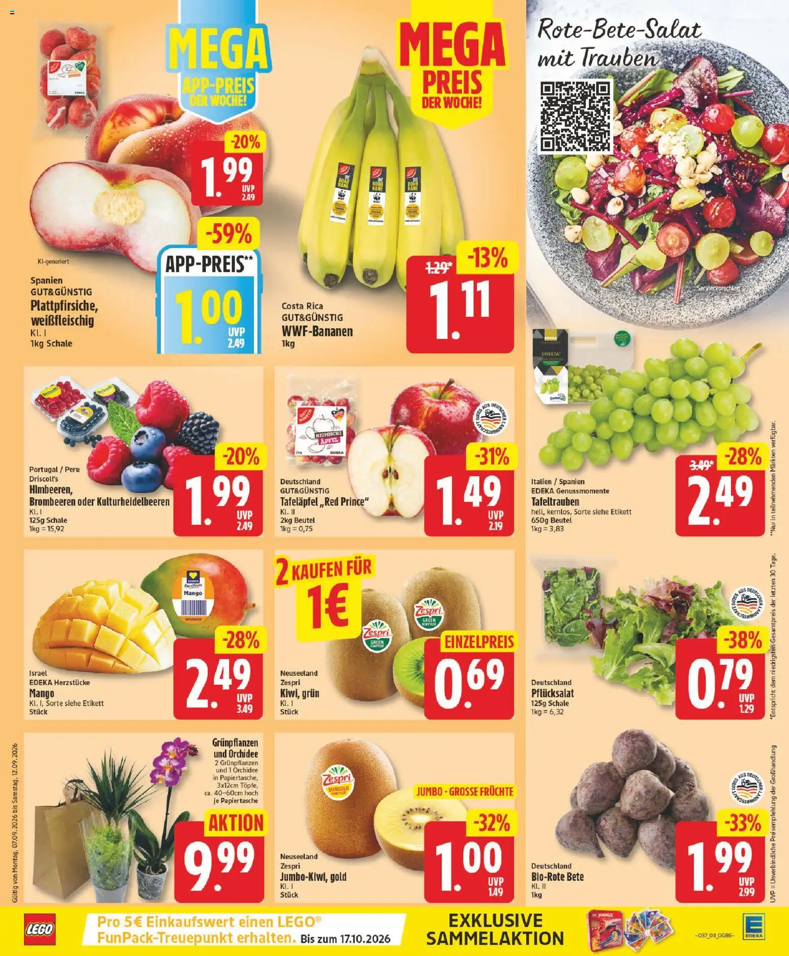 Vorschau von dem Prospekt des Geschäftes Edeka, gültig ab dem 07.09.2026 - Mango, Äpfel, Orchidee, Trauben