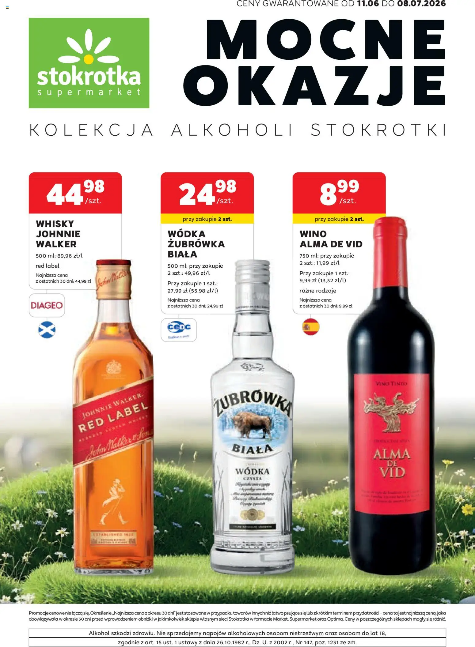 Pogląd gazetki "Stokrotka gazetka - Oferta alkoholowa" ze sklepu Stokrotka ważnej od 11.06.2026 - Stokrotka, Alkohol, Whisky, Wino, Wódka, Żubrówka, Red label
