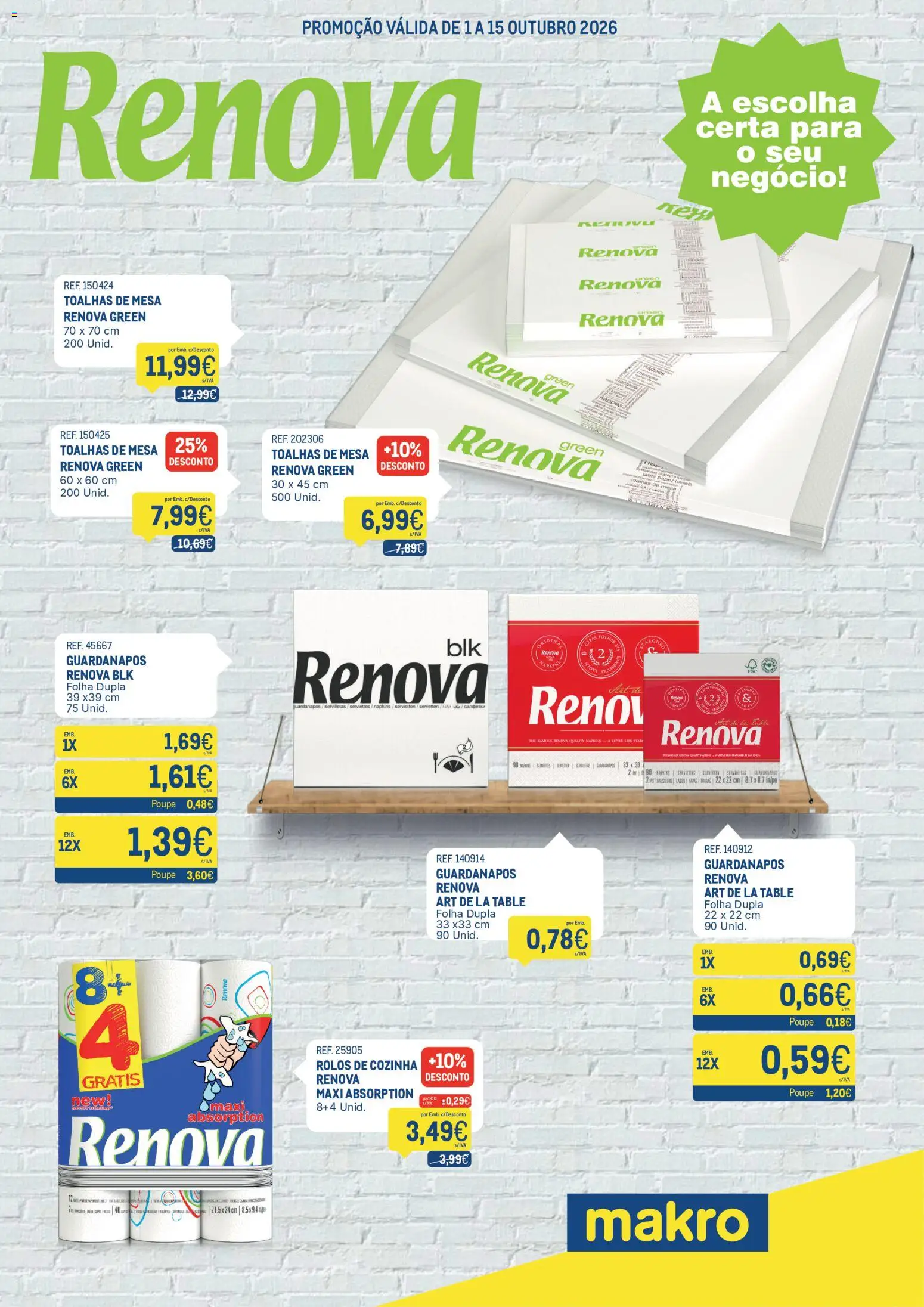 Pré-visualização do folheto da loja Makro válida a partir de 01/10/2026 - Mesa, Guardanapos