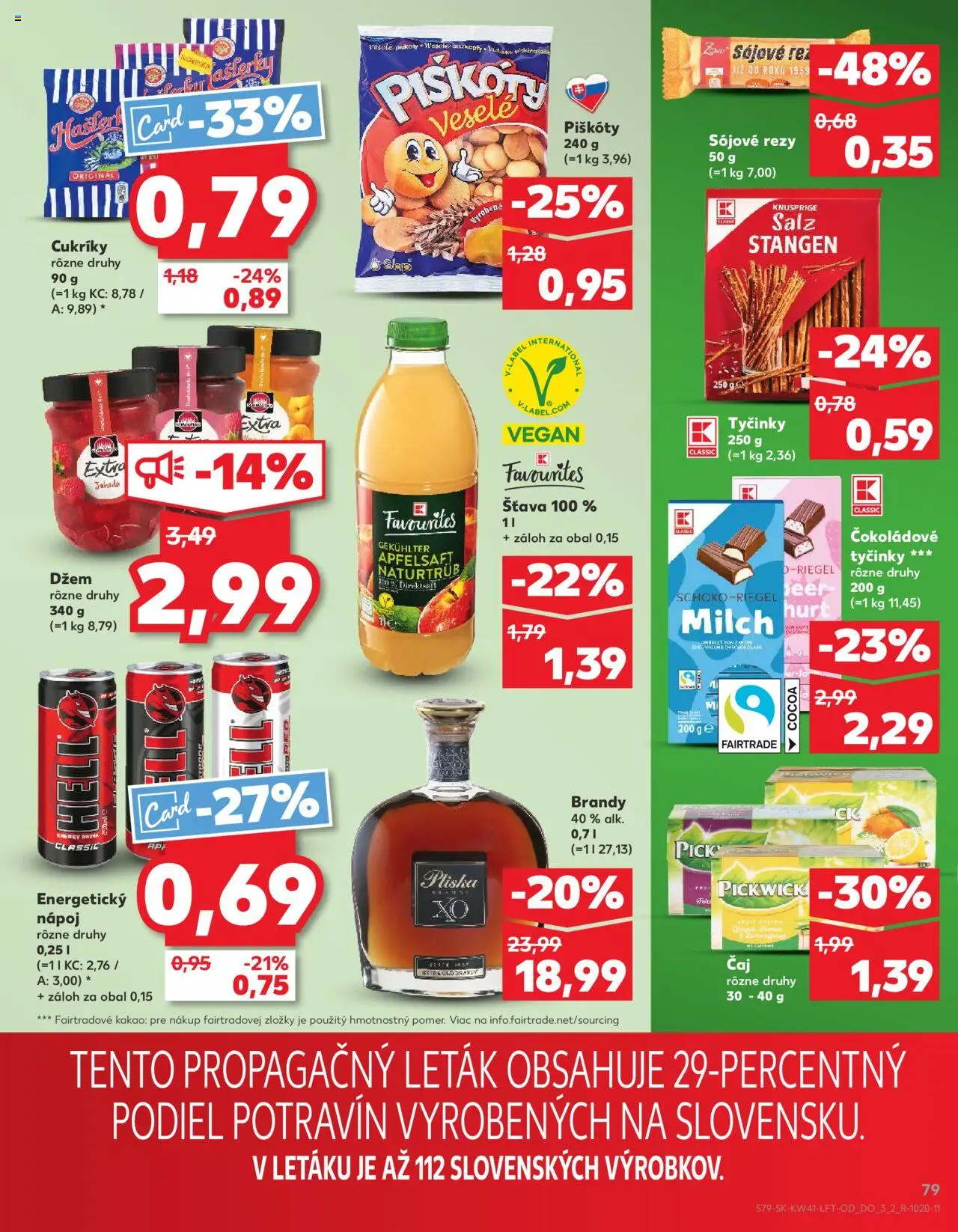 Náhľad Kaufland letáku platného od 09.10.2025 - Čaj, Kakao, Brandy, Cukríky, Energetický nápoj, Džem, Piškóty, Šťava