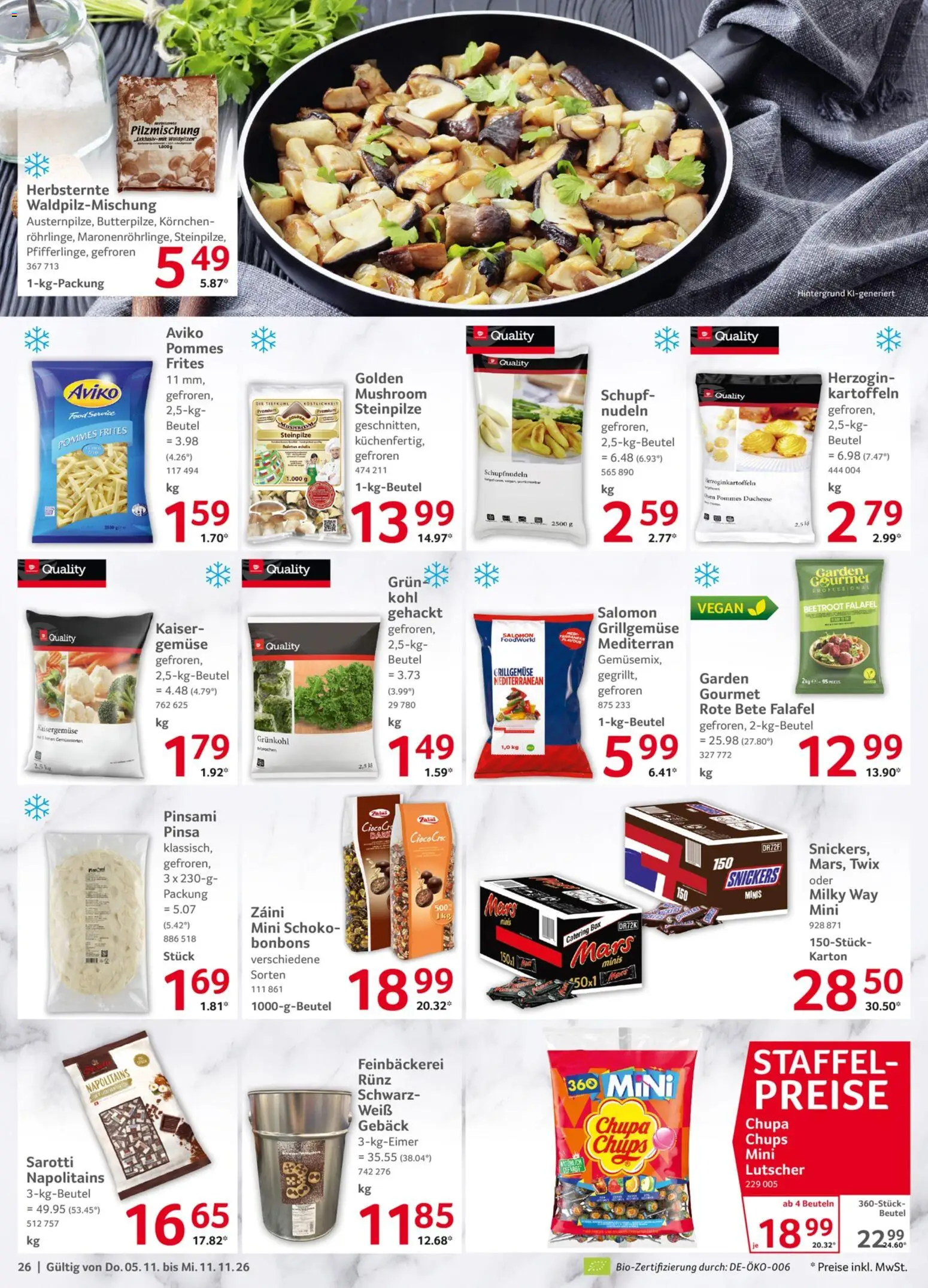 Vorschau von dem Prospekt des Geschäftes Selgros, gültig ab dem 05.11.2026 - Pommes, Gemüse, Mars, Nudeln, Box, Pommes frites, Snickers, Twix