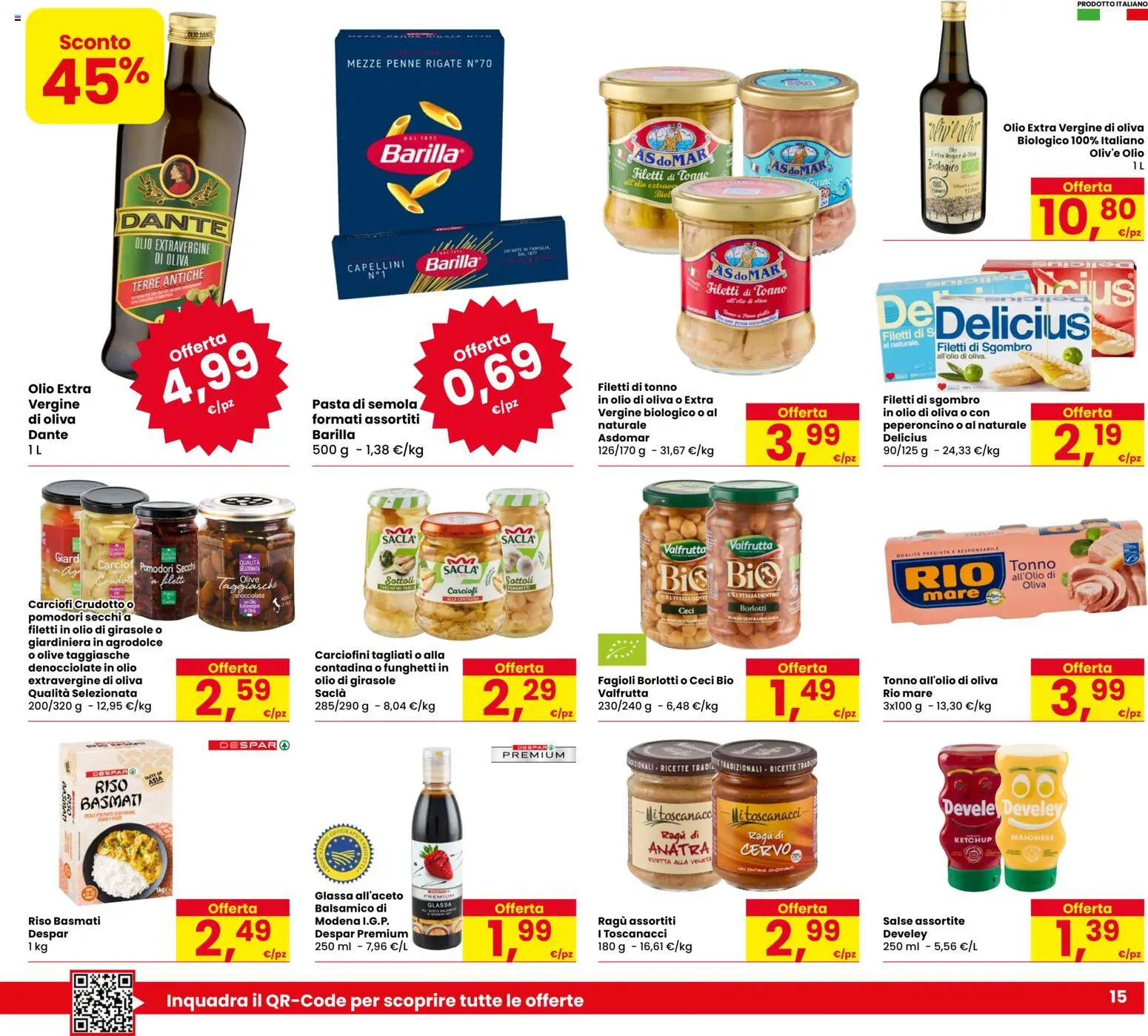 Anteprima dell'opuscolo Eurospar volantino Rovereto dal negozio Eurospar valido da 03/09/2026 - Tonno, Anatra, Riso, Ceci, Sgombro, Peperoncino, Pomodori, Semola