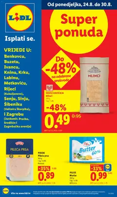 Pregled letka Lidl Super ponuda trgovine Lidl vrijedi od 24.08.2026