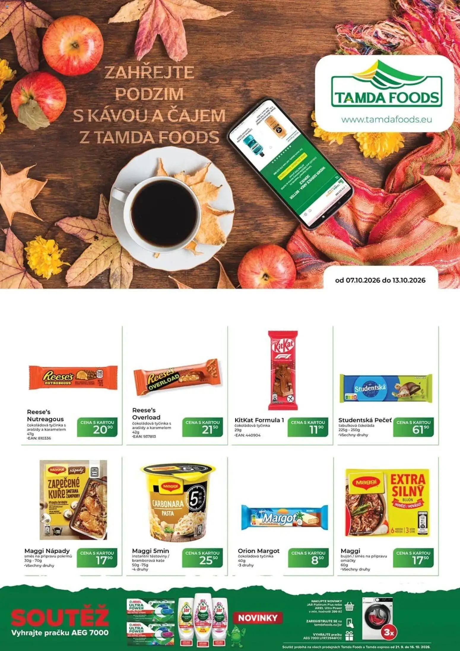 Náhled nabídky: Tamda Foods Tamda Foods leták platný od 07.10.2026 - Jar, Reese's, Hovězí, Arašídy, Maggi, Bujón, Čokoládová tyčinka, Tabulková čokoláda