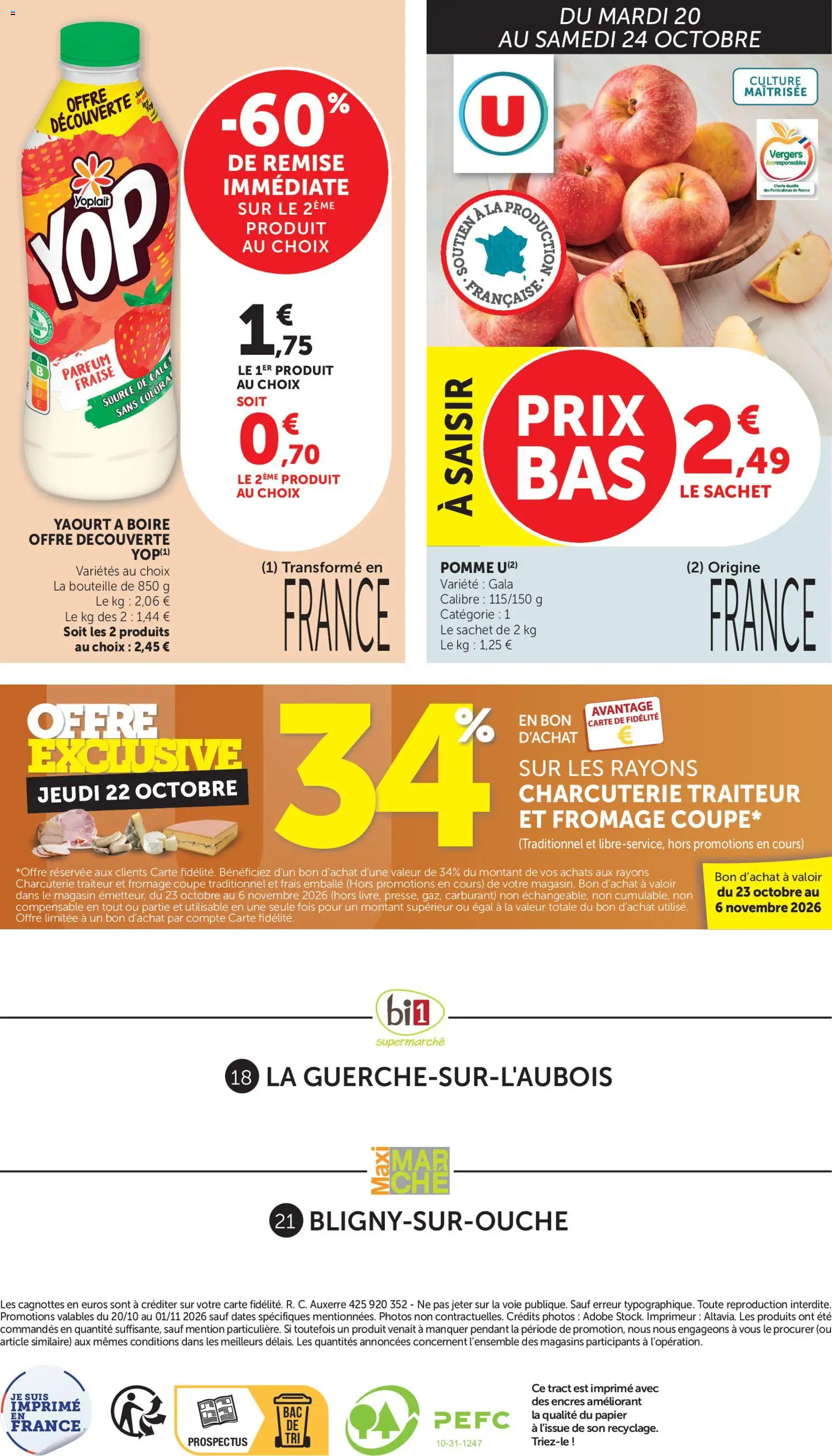 Prévisualisation de bi1 Catalogue halloween du magasin bi1 formulaire valide 20/10/2026 - Fromage, Parfum, Charcuterie, Pomme, Fraise, Yaourt, Bouteille, Yaourt à boire