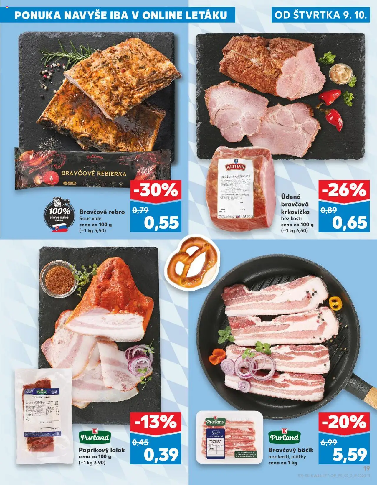 Náhľad Kaufland letáku platného od 09.10.2025 - Mäso, Krkovička, Bravčová krkovička, Bravčový bôčik