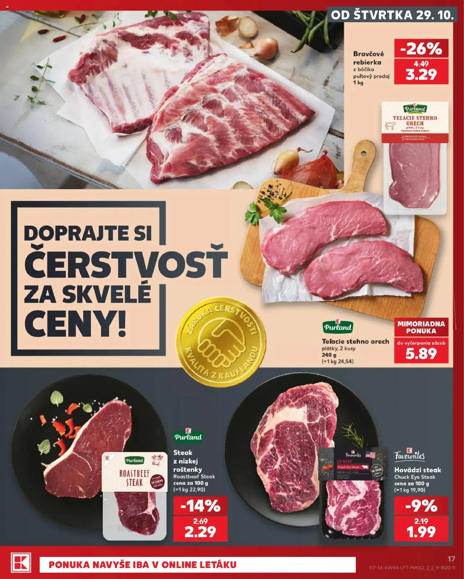 Náhľad Kaufland letáku platného od 29.10.2026 - Steak, Teľacie stehno