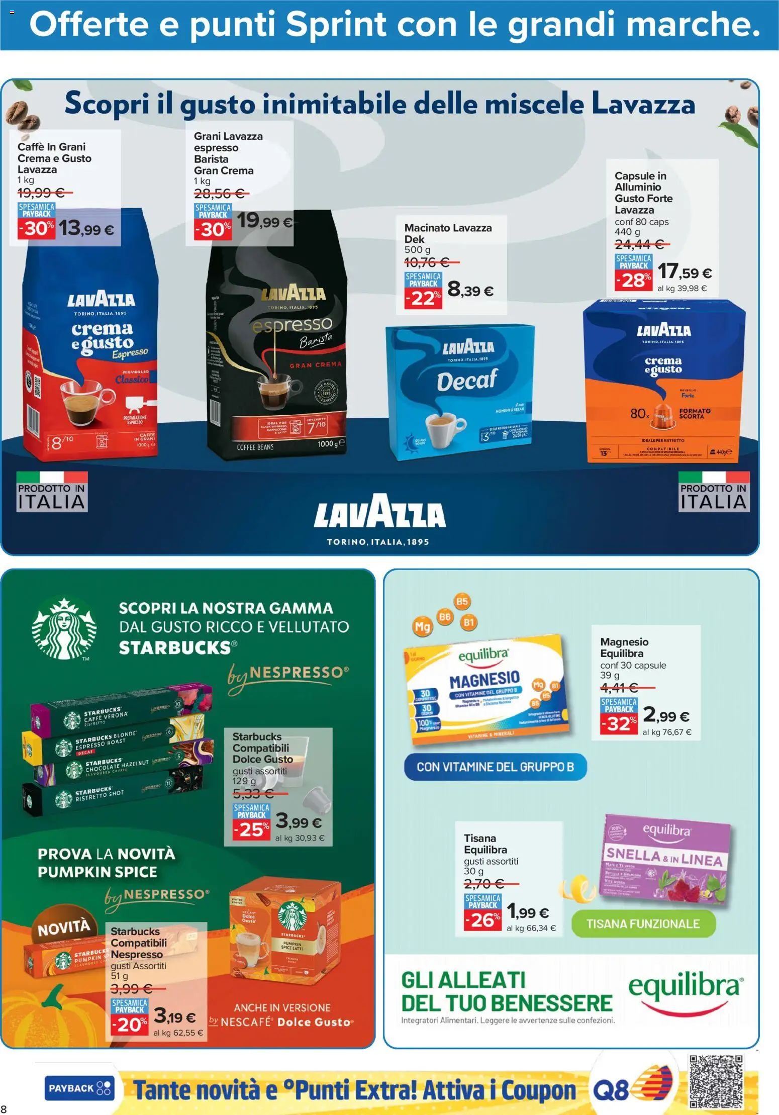 Anteprima dell'opuscolo Carrefour volantino Iper - Punti Sprint Payback dal negozio Carrefour valido da 23/10/2026 - Crema, Caffè, Latte, Cappuccino, Alluminio, Tisana, Tè verde, Tè