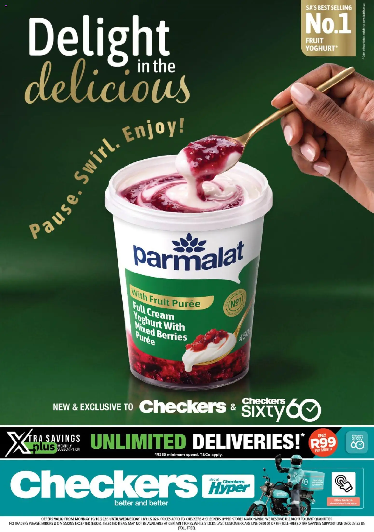 Preview of Checkers flyer valid from 19/10/2026 - Fruit, Cream, Yoghurt