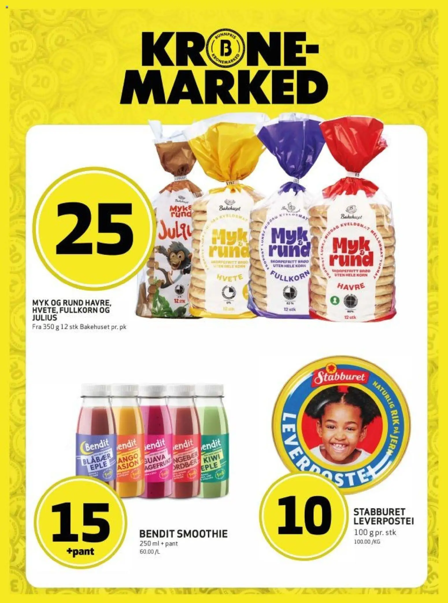 Forhåndsvis Bunnpris kundeavis fra butikk Bunnpris gyldig fra 12/10/2026 - Lever, Brød, Kiwi, Blåbær, Smoothie, Jern, Leverpostei