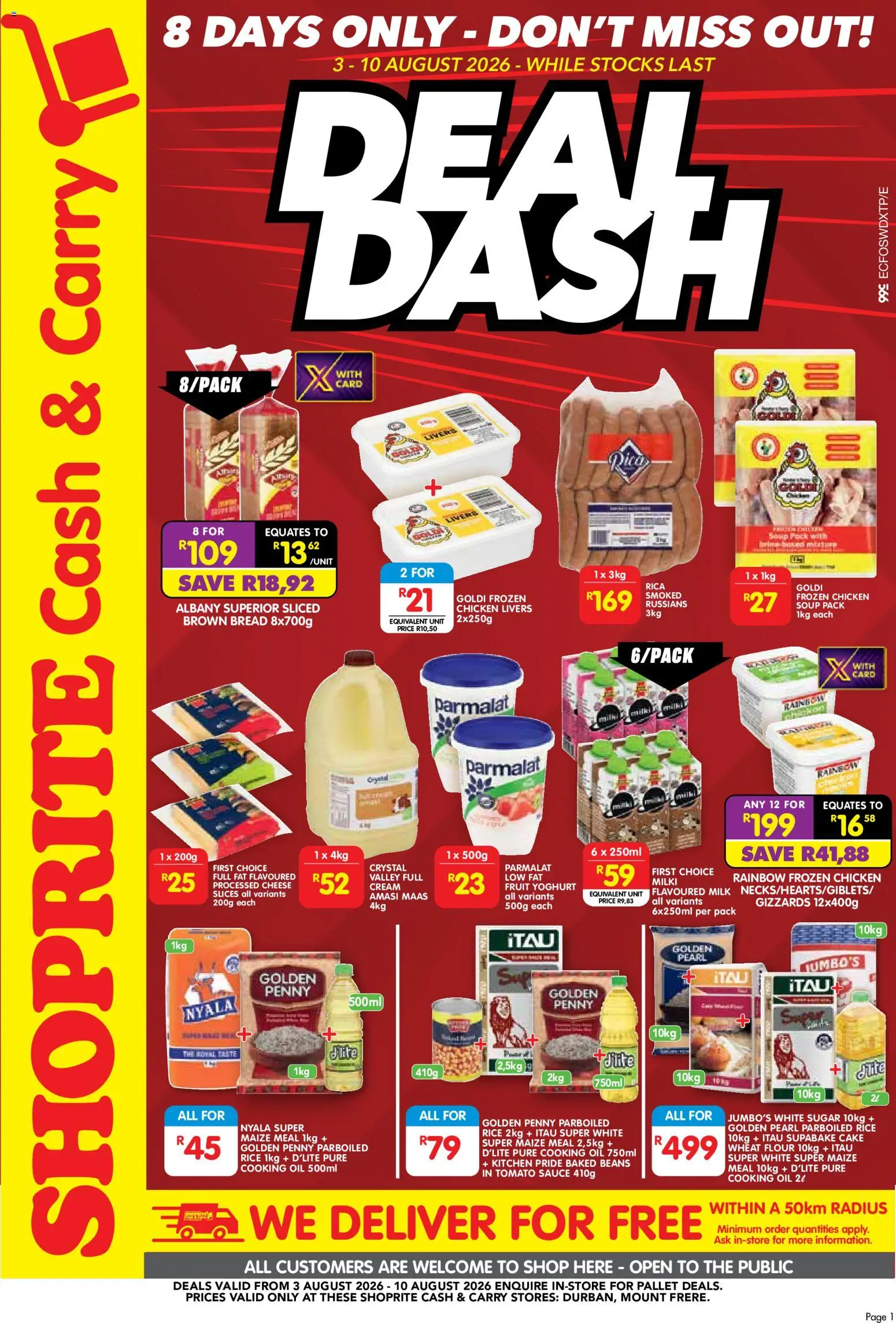 Preview of Shoprite flyer valid from 03/08/2026 - Cake, Cheese, Bread, Sugar, Cream, Soup, Sauce, Chicken slices